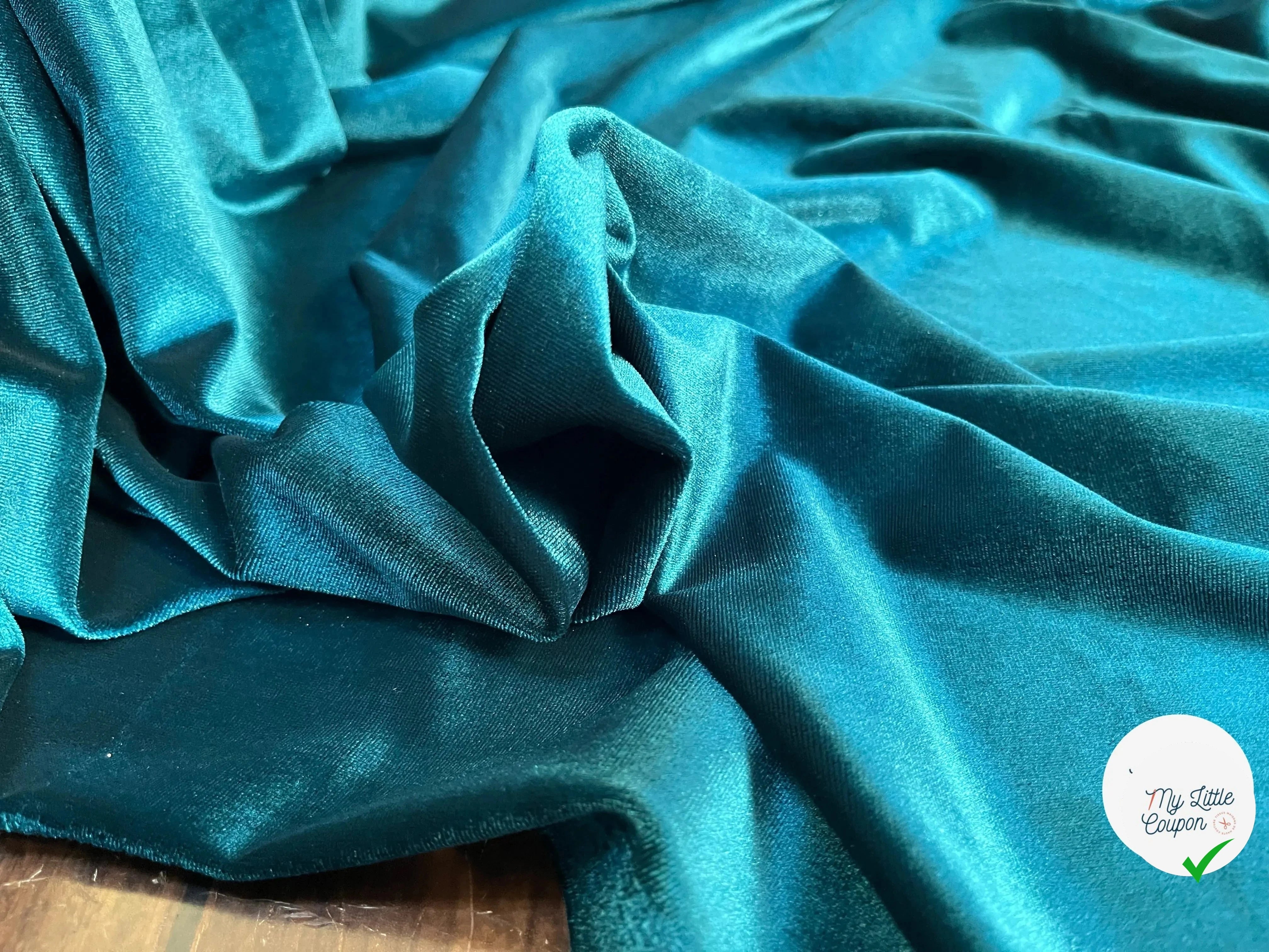 VELOURS CARVICO MAILLE STRETCH BLEU CANARD - My Little Coupon