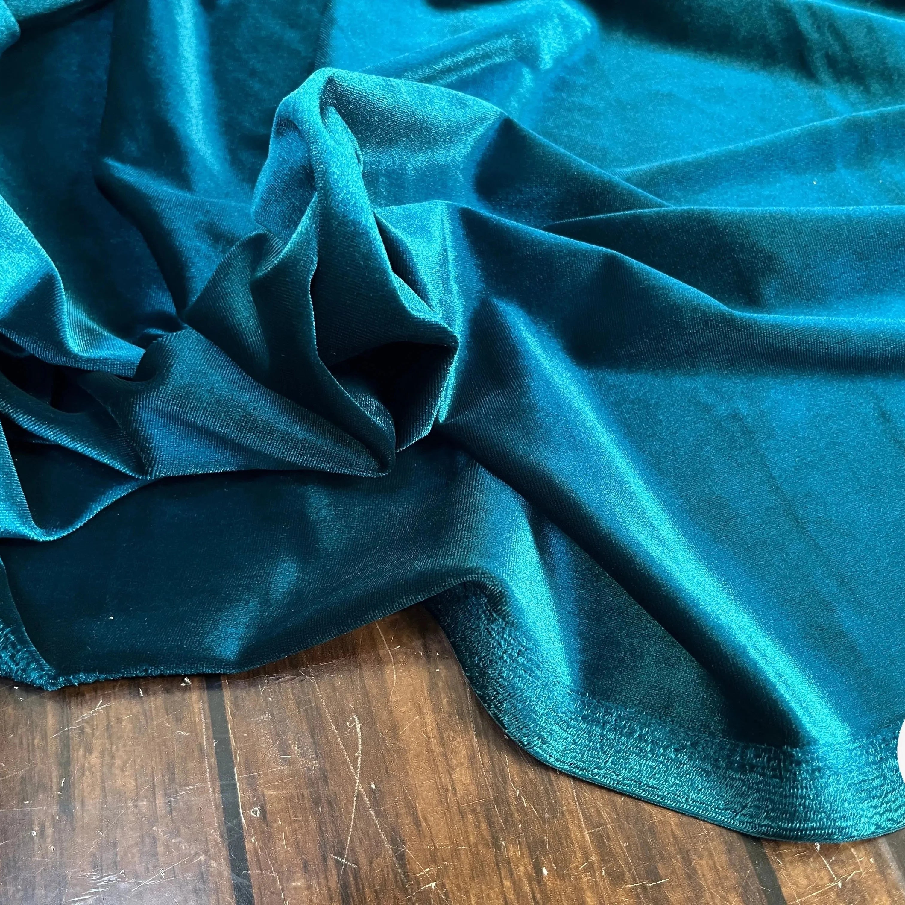 VELOURS CARVICO MAILLE STRETCH BLEU CANARD - My Little Coupon