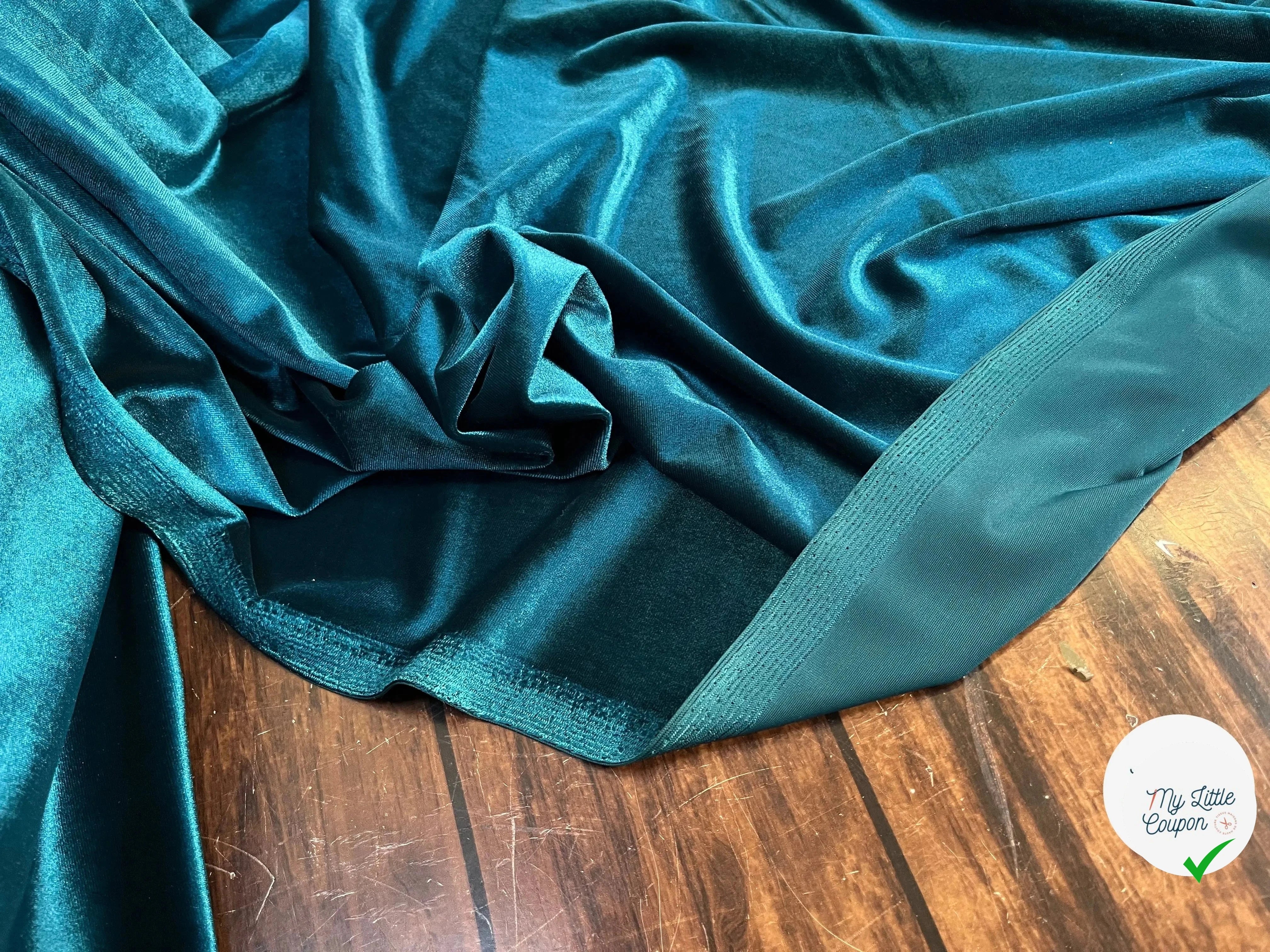 VELOURS CARVICO MAILLE STRETCH BLEU CANARD - My Little Coupon