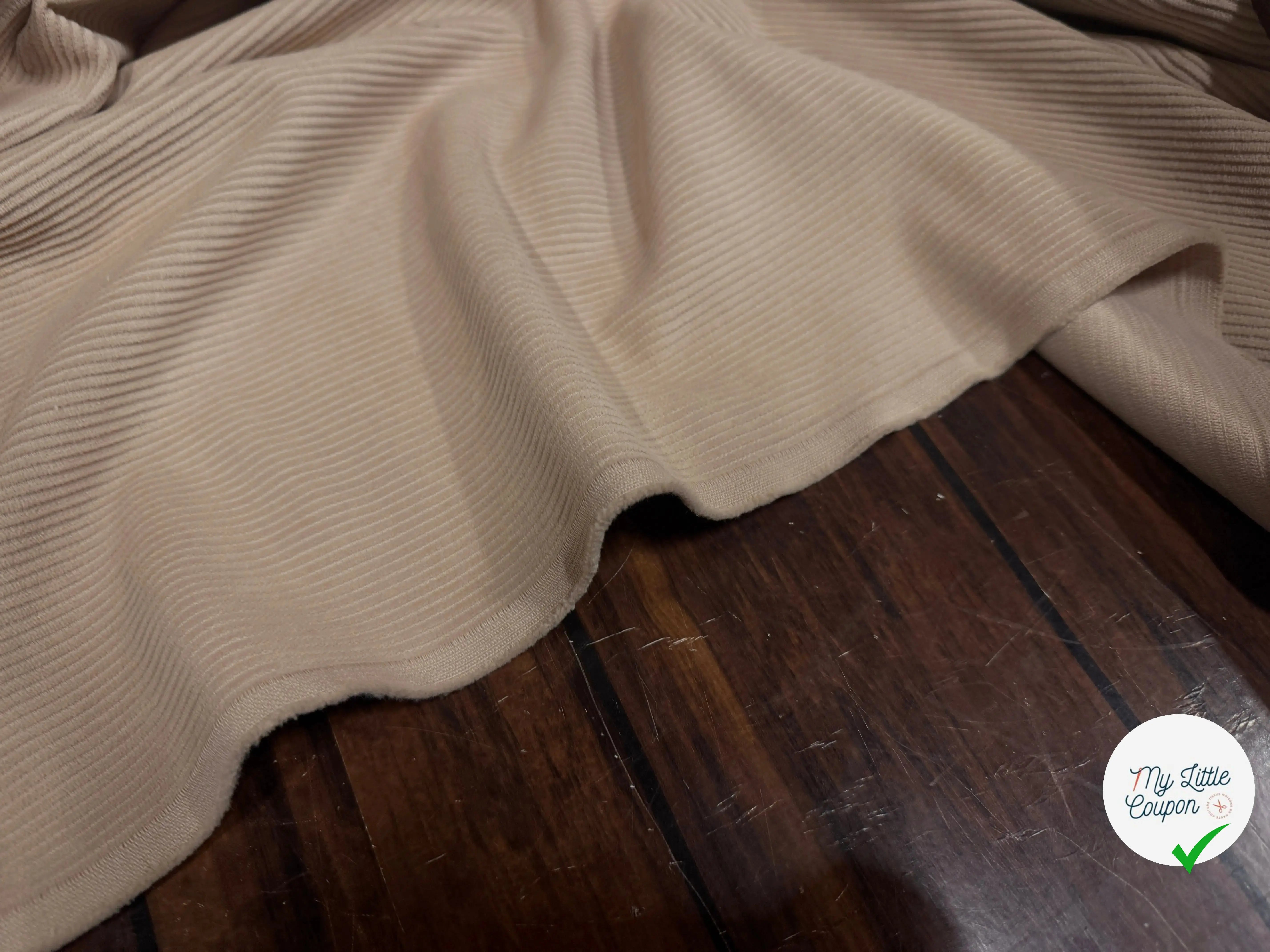 VELOURS COTELÉ 100% COTON BEIGE - My Little Coupon