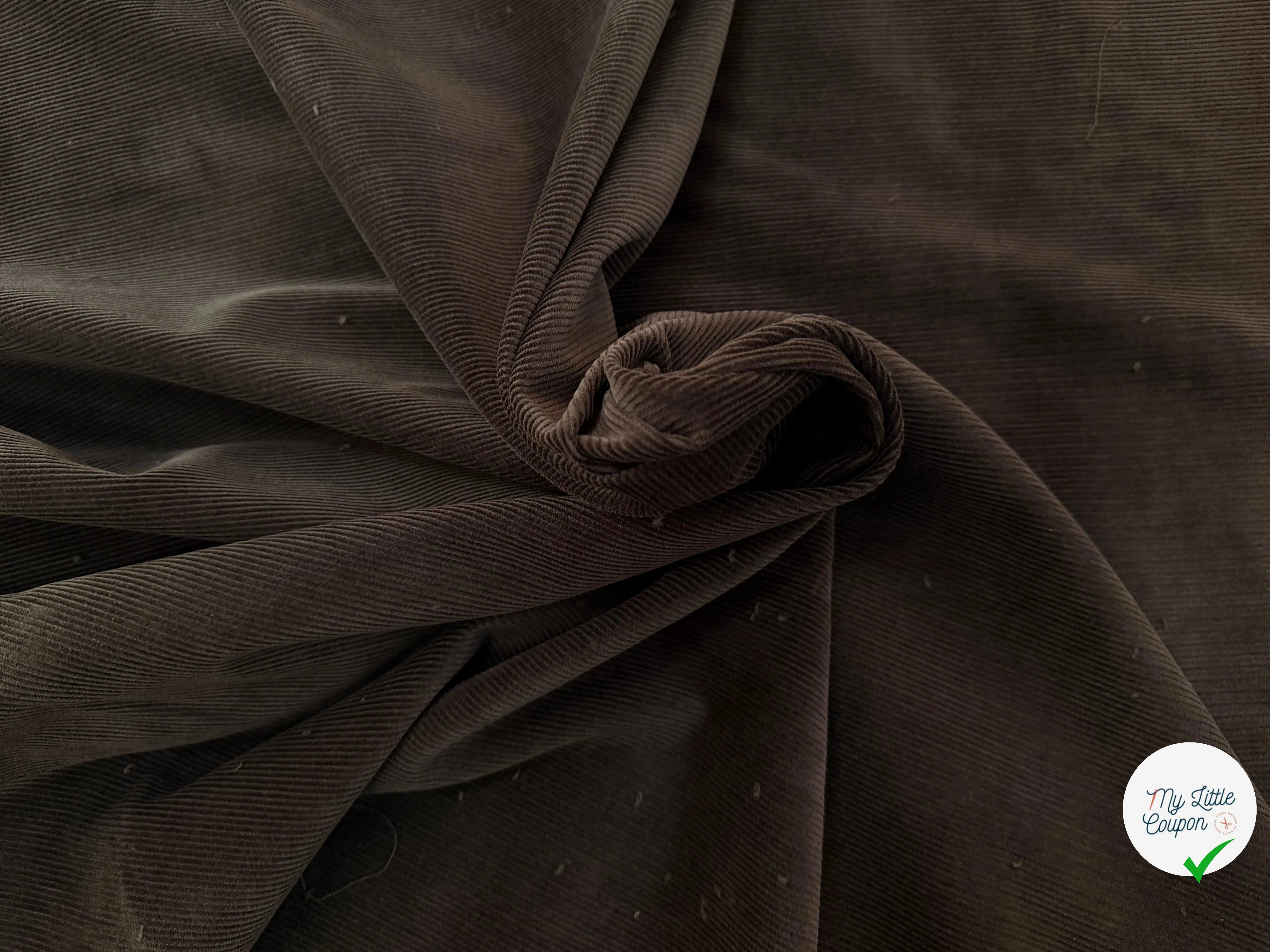 VELOURS COTELE EN COTON 1000 RAIES CAFE - My Little Coupon