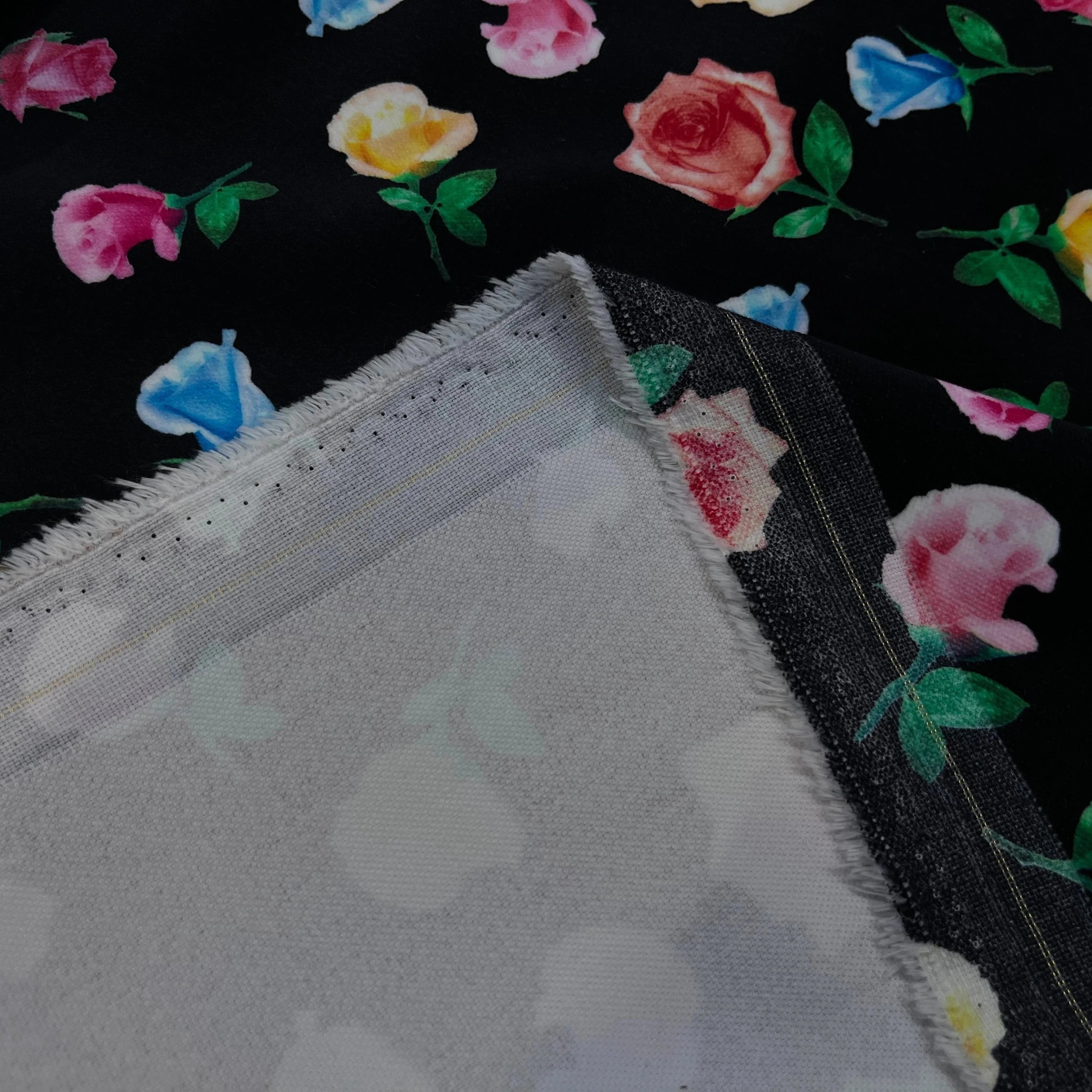 VELOURS DE COTON IMPRIMÉ FLEURS MULTICOLORES - My Little Coupon