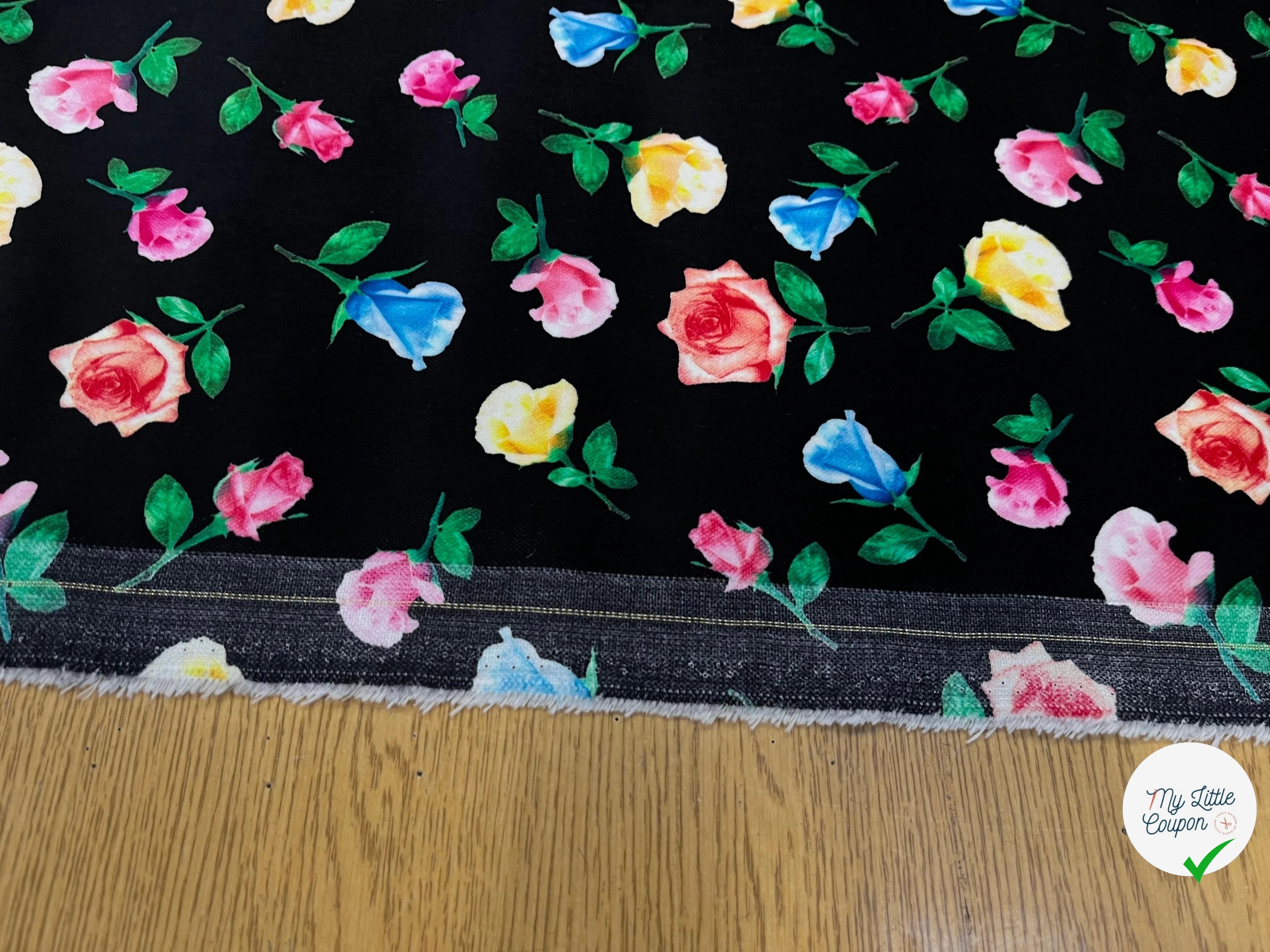 VELOURS DE COTON IMPRIMÉ FLEURS MULTICOLORES - My Little Coupon