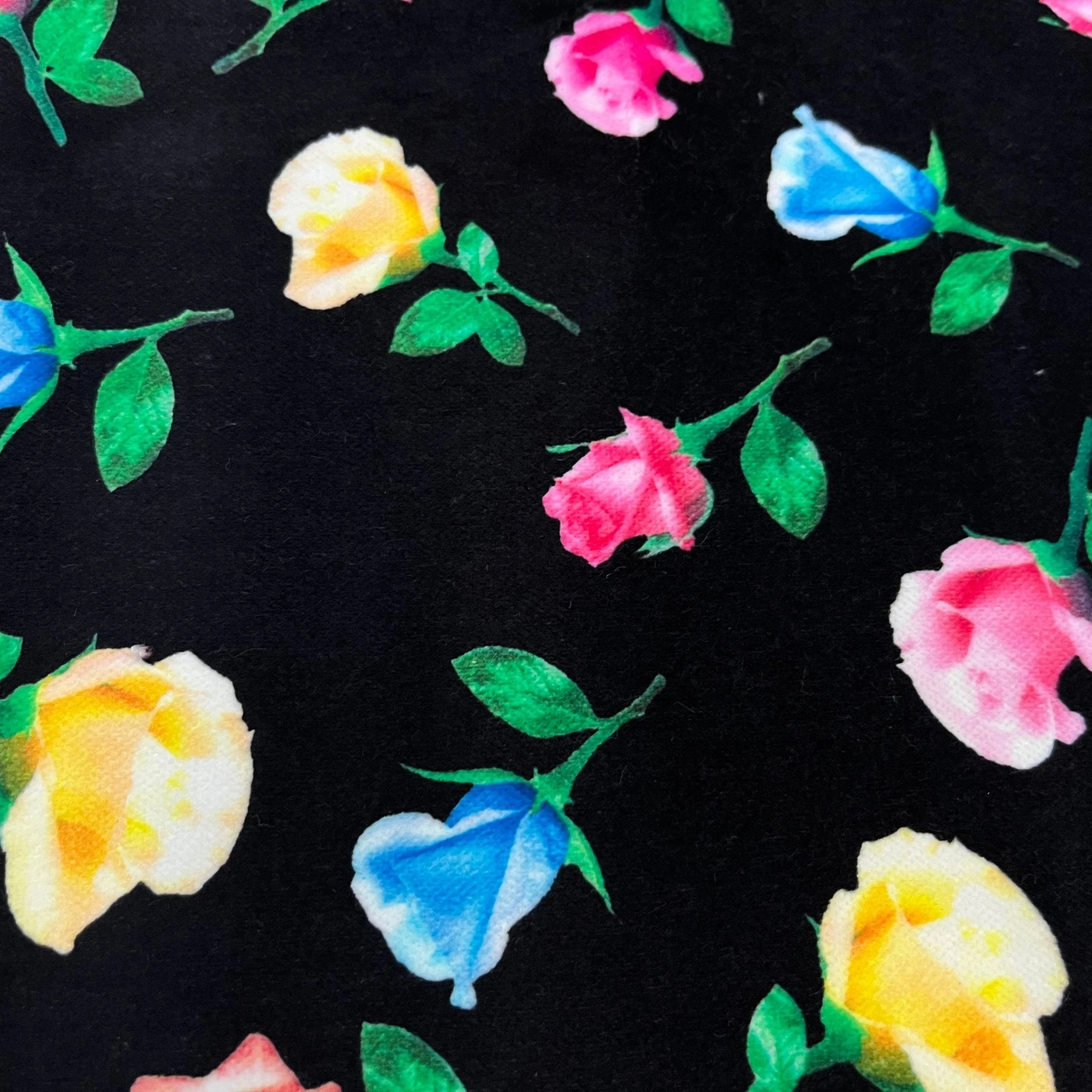 VELOURS DE COTON IMPRIMÉ FLEURS MULTICOLORES - My Little Coupon