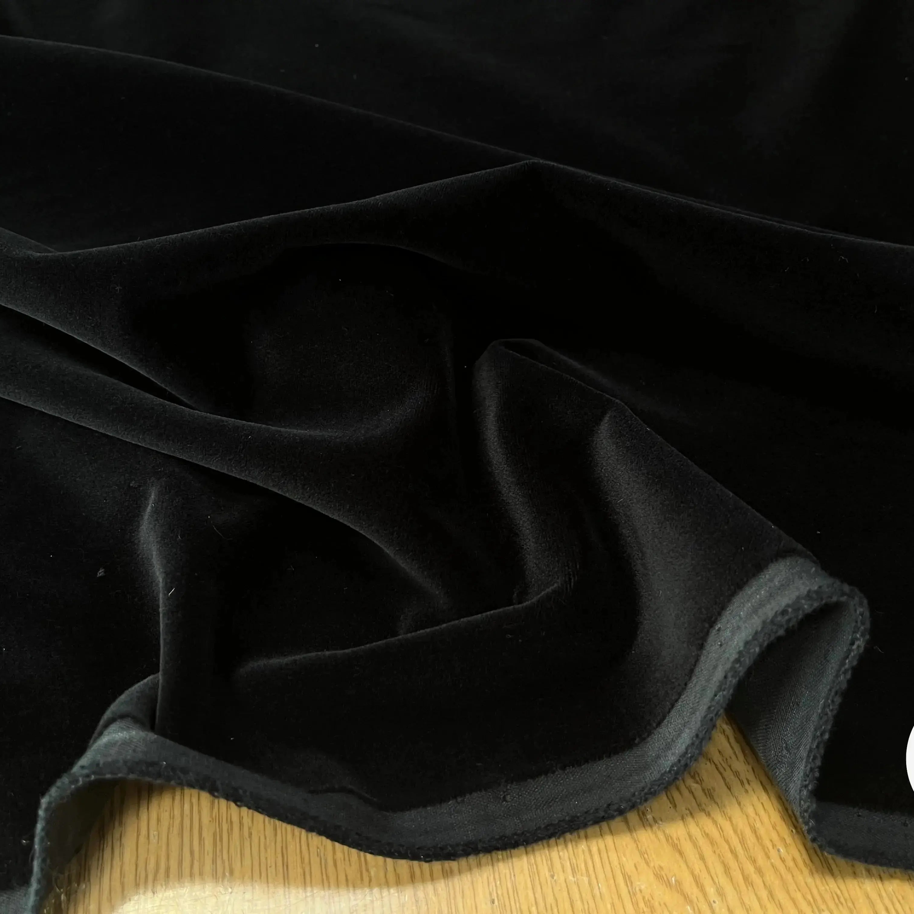 VELOURS DE COTON LISSE UNI NOIR QUALITÉ COUTURE - My Little Coupon