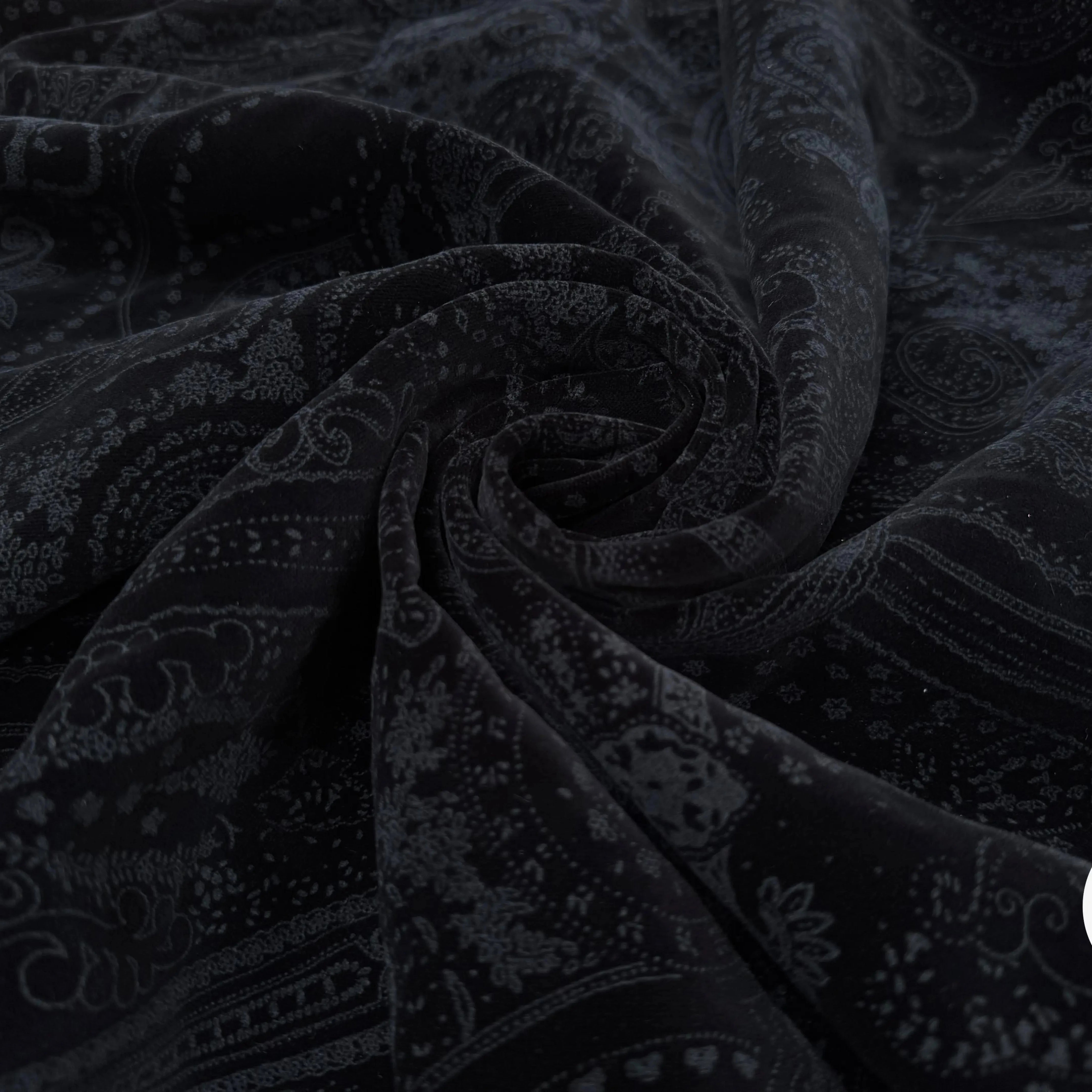 VELOURS DE COTON NOIR MOTIF ESPRIT PERSAN - My Little Coupon