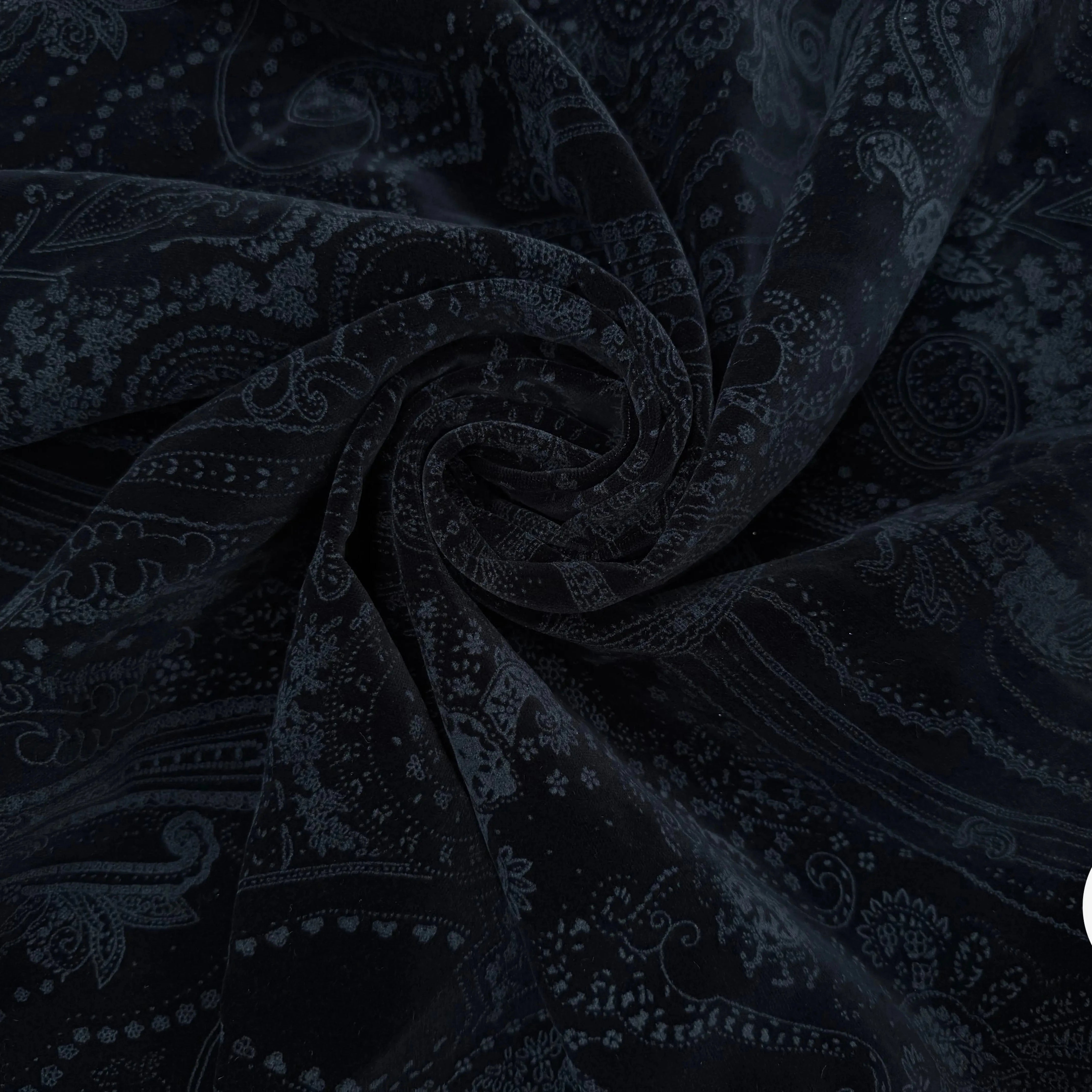 VELOURS DE COTON NOIR MOTIF ESPRIT PERSAN - My Little Coupon