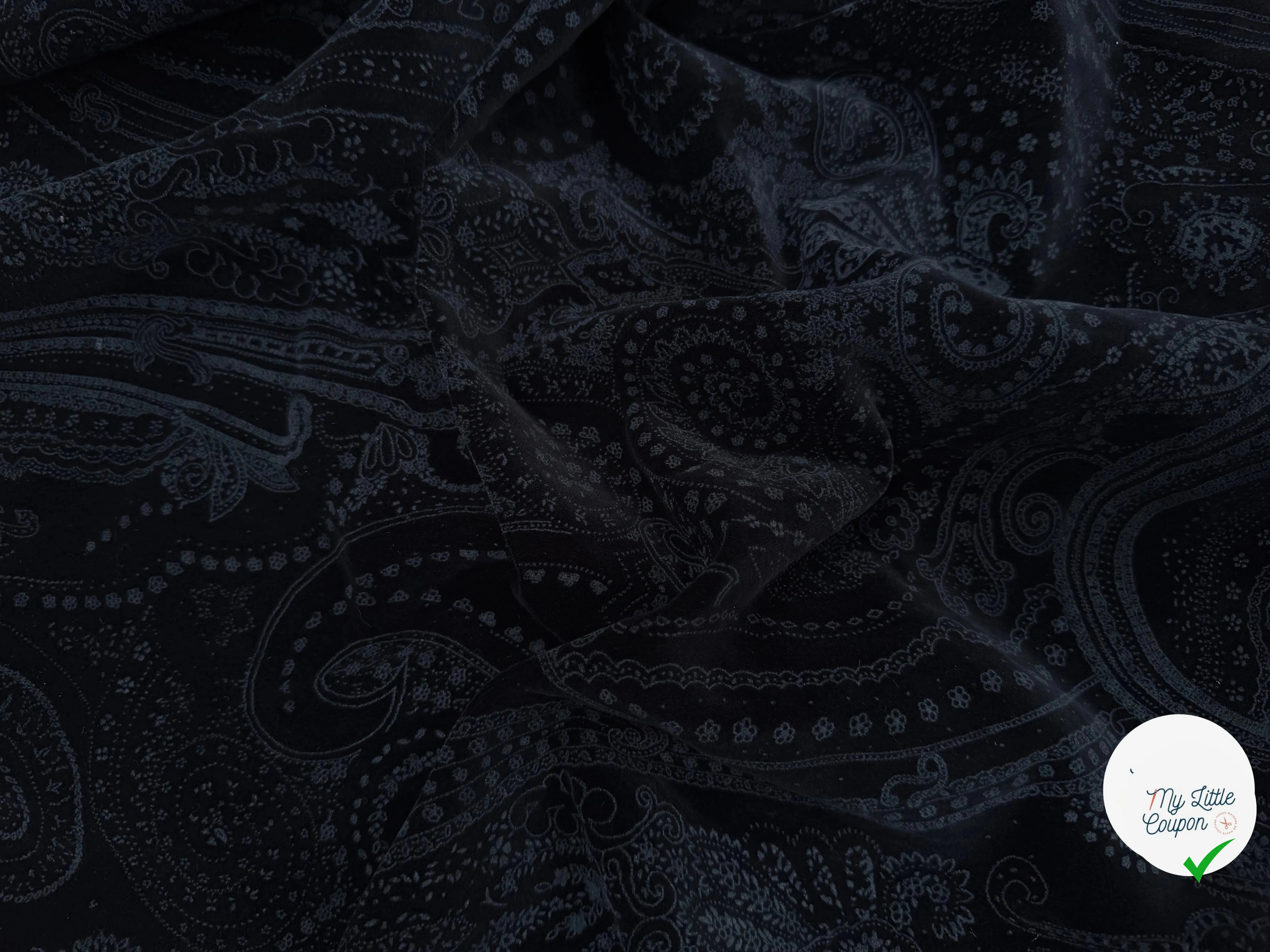 VELOURS DE COTON NOIR MOTIF ESPRIT PERSAN - My Little Coupon