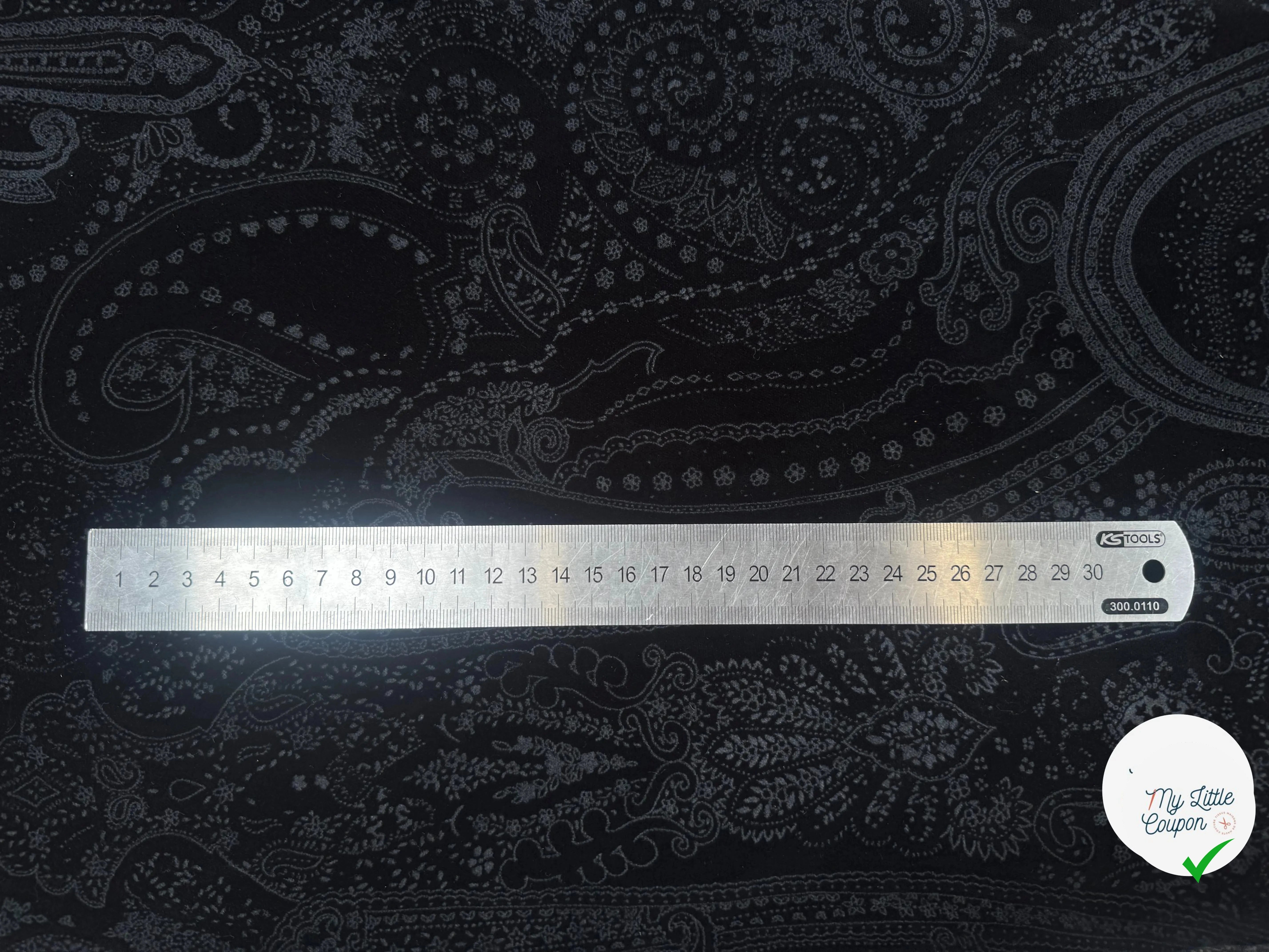 VELOURS DE COTON NOIR MOTIF ESPRIT PERSAN - My Little Coupon