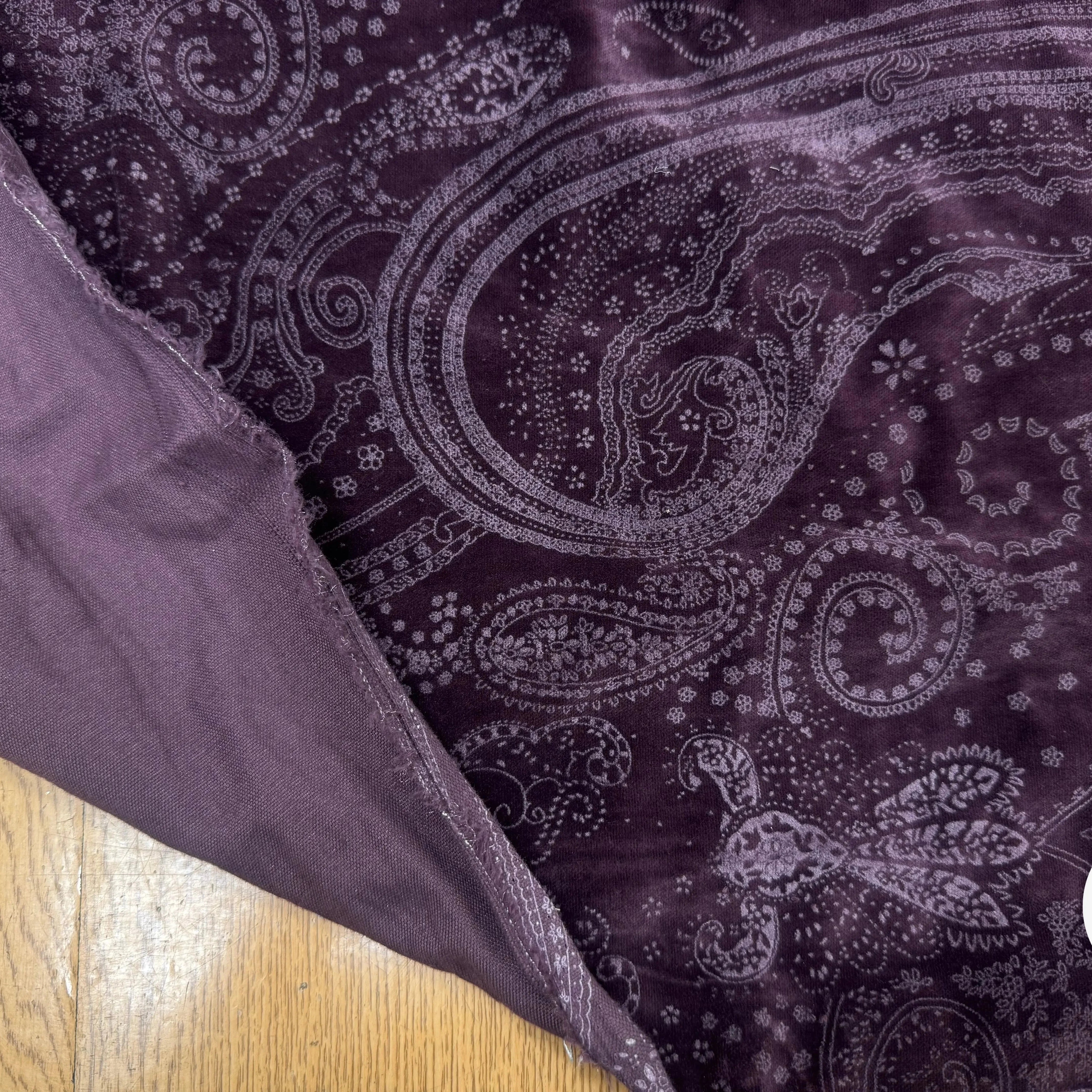 VELOURS DE COTON VIOLET MOTIF ESPRIT PERSAN - My Little Coupon