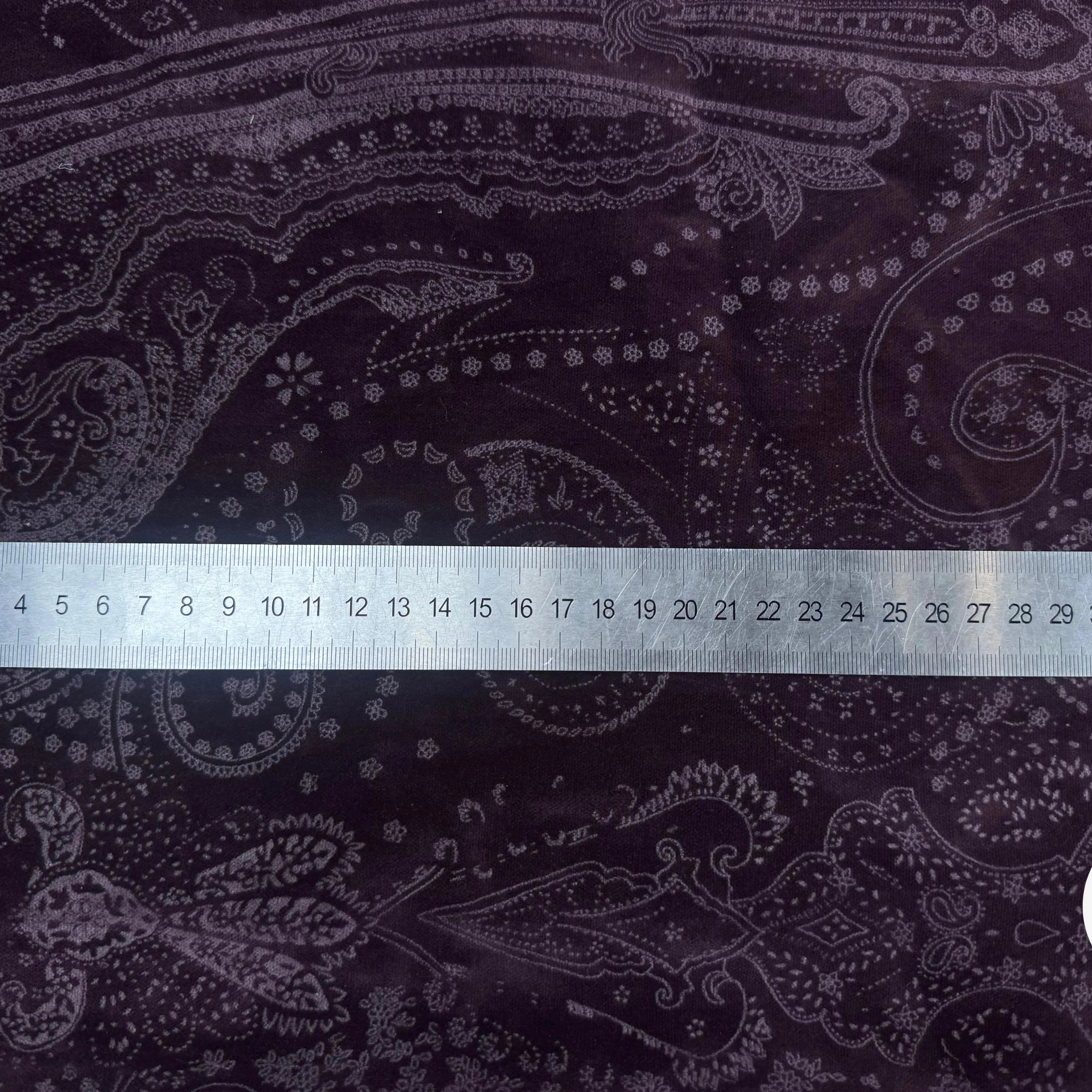 VELOURS DE COTON VIOLET MOTIF ESPRIT PERSAN - My Little Coupon