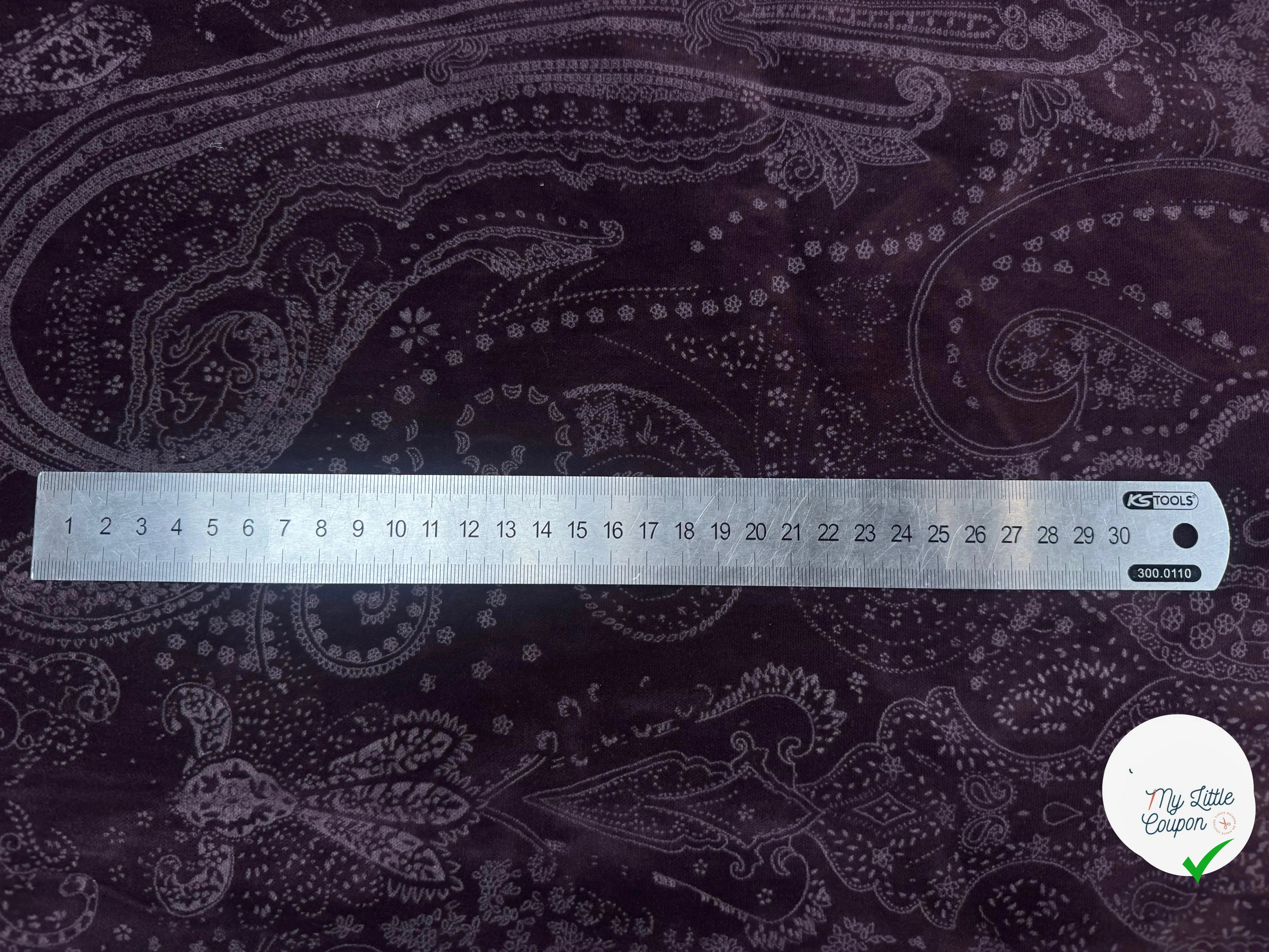 VELOURS DE COTON VIOLET MOTIF ESPRIT PERSAN - My Little Coupon