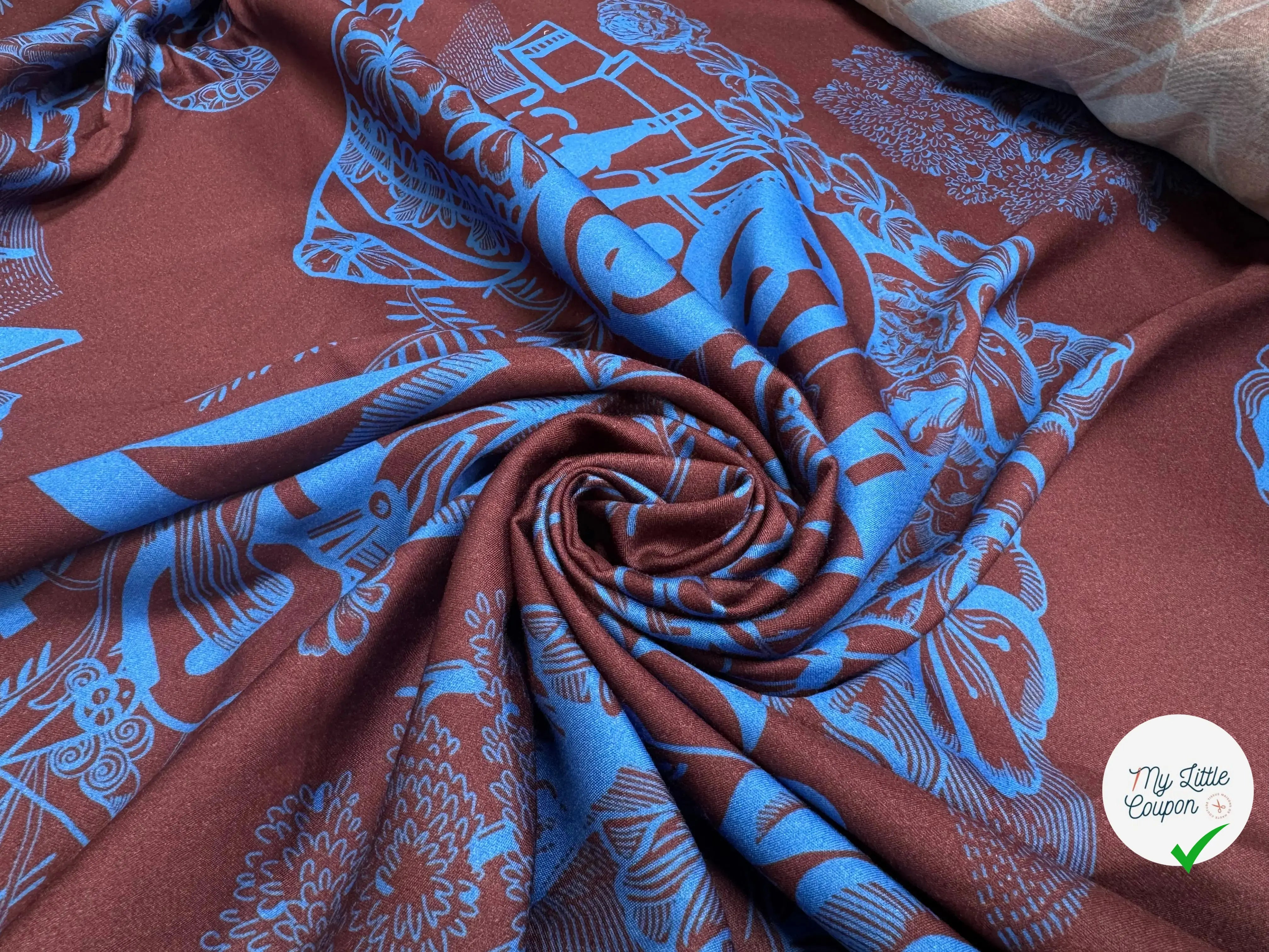 VELOUTINE 100% COTON BLEU ET MARRON - My Little Coupon