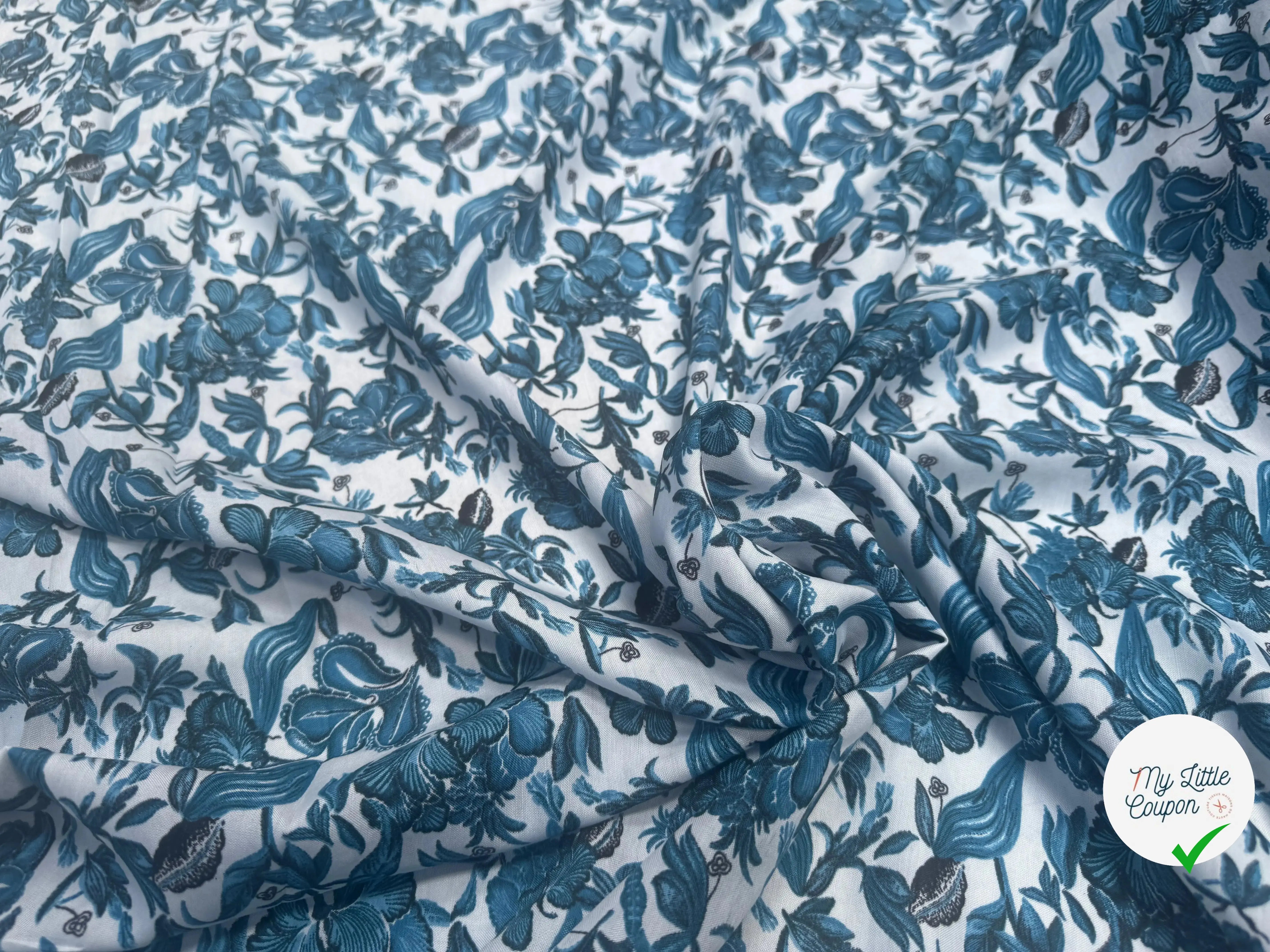 VISCOSE À MOTIFS MALLOW BLEUS - My Little Coupon