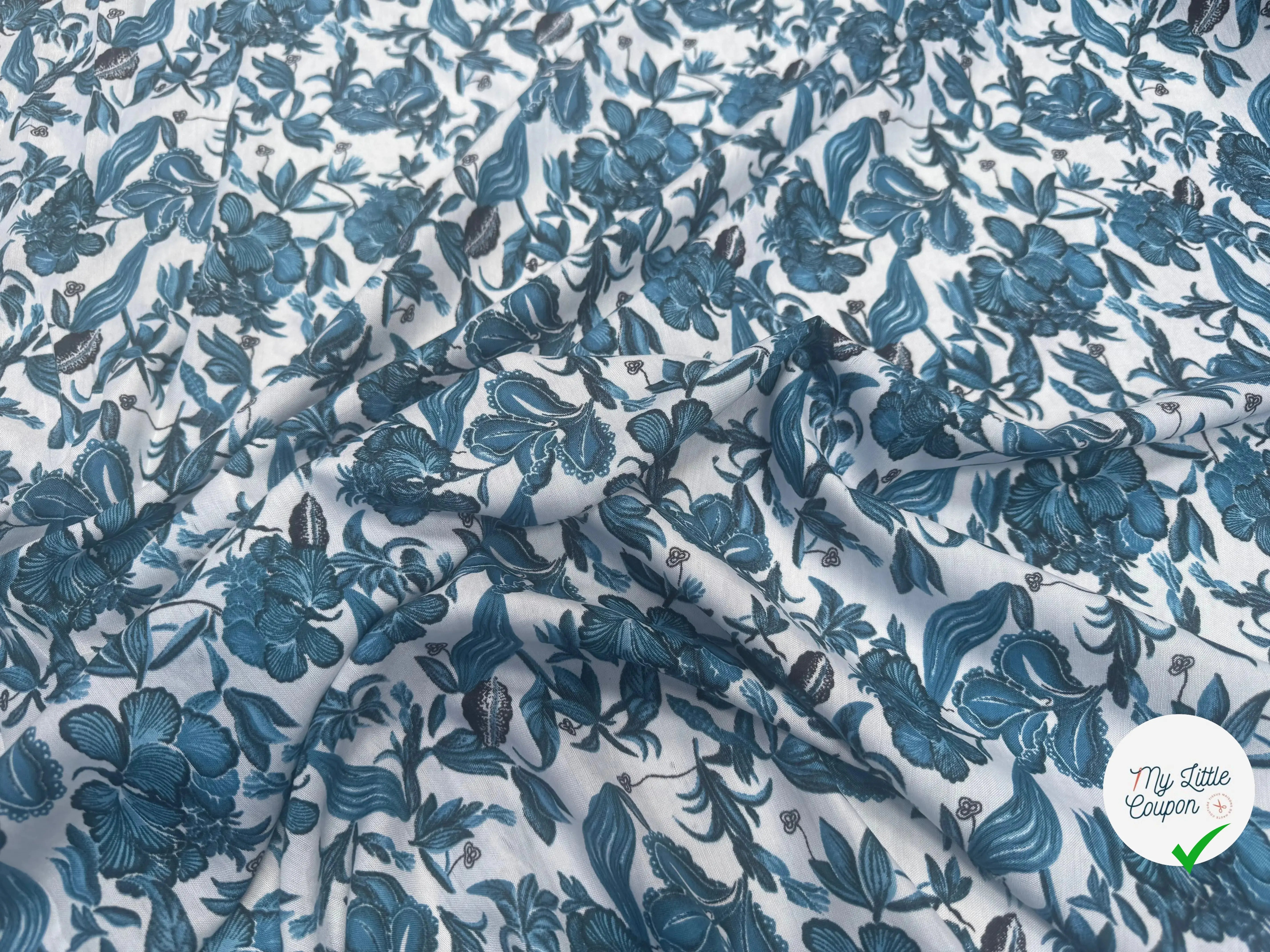 VISCOSE À MOTIFS MALLOW BLEUS - My Little Coupon