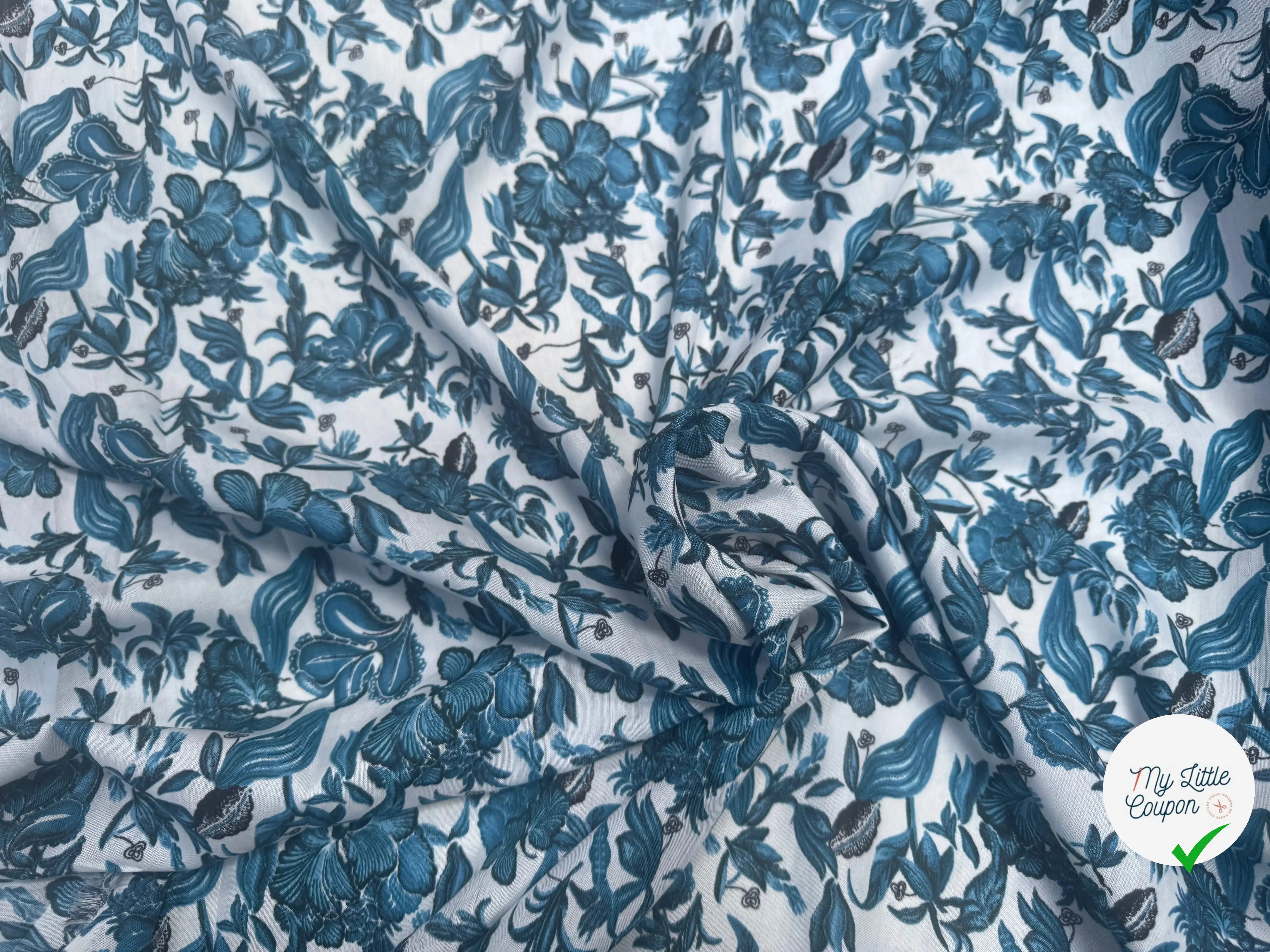 VISCOSE À MOTIFS MALLOW BLEUS - My Little Coupon