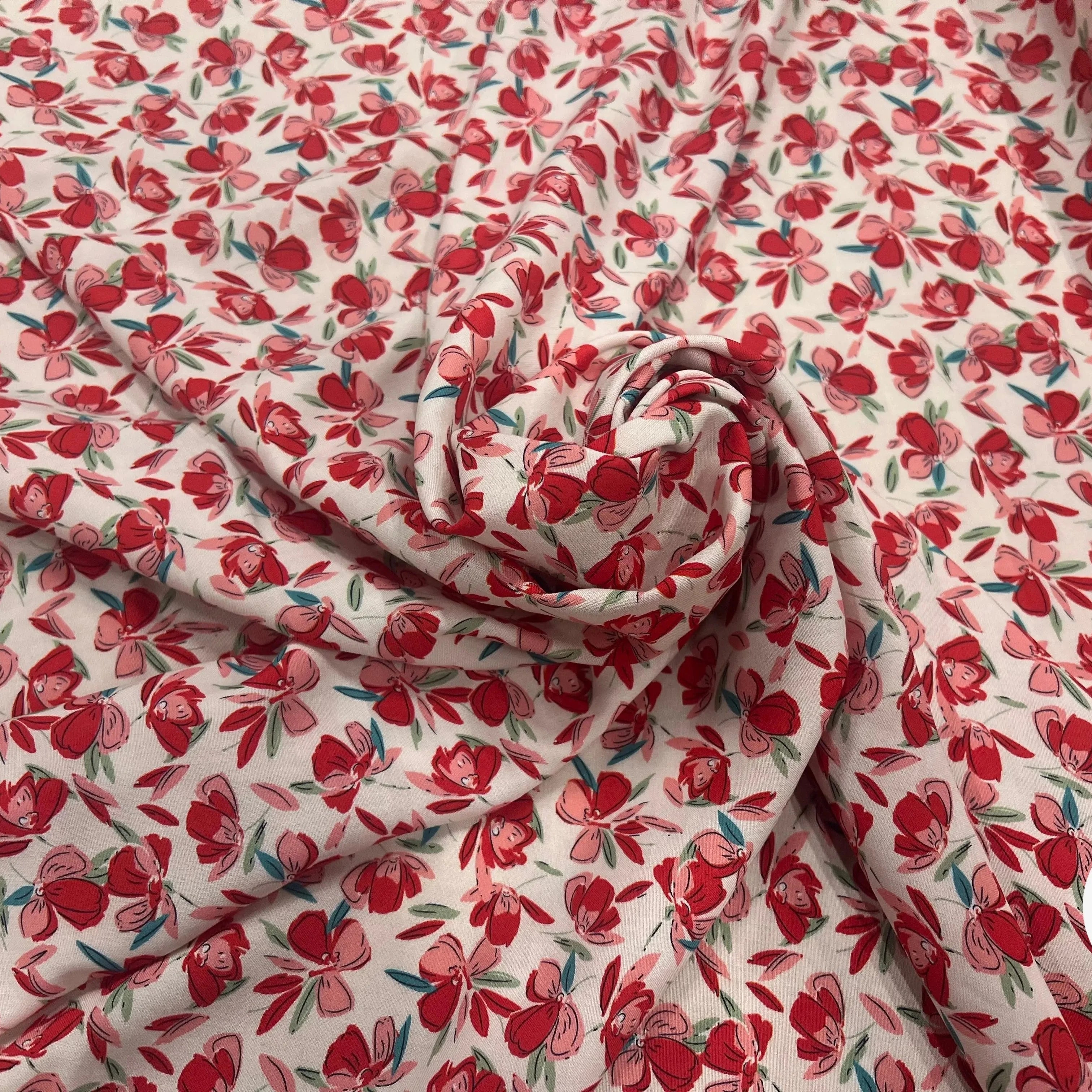 VISCOSE BLOSSOM ÉCRU ROUGE PRINT - My Little Coupon