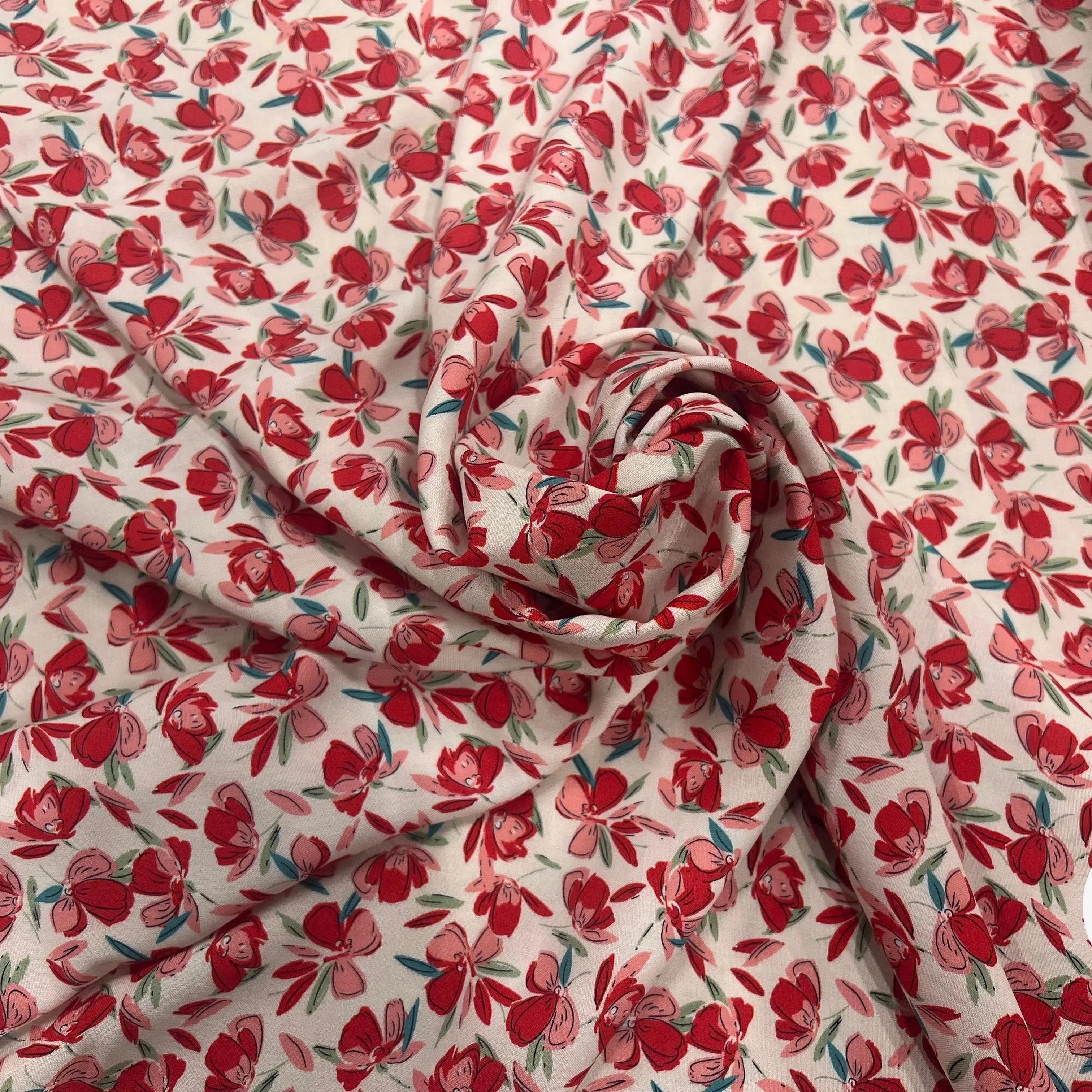 VISCOSE BLOSSOM ÉCRU ROUGE PRINT - My Little Coupon