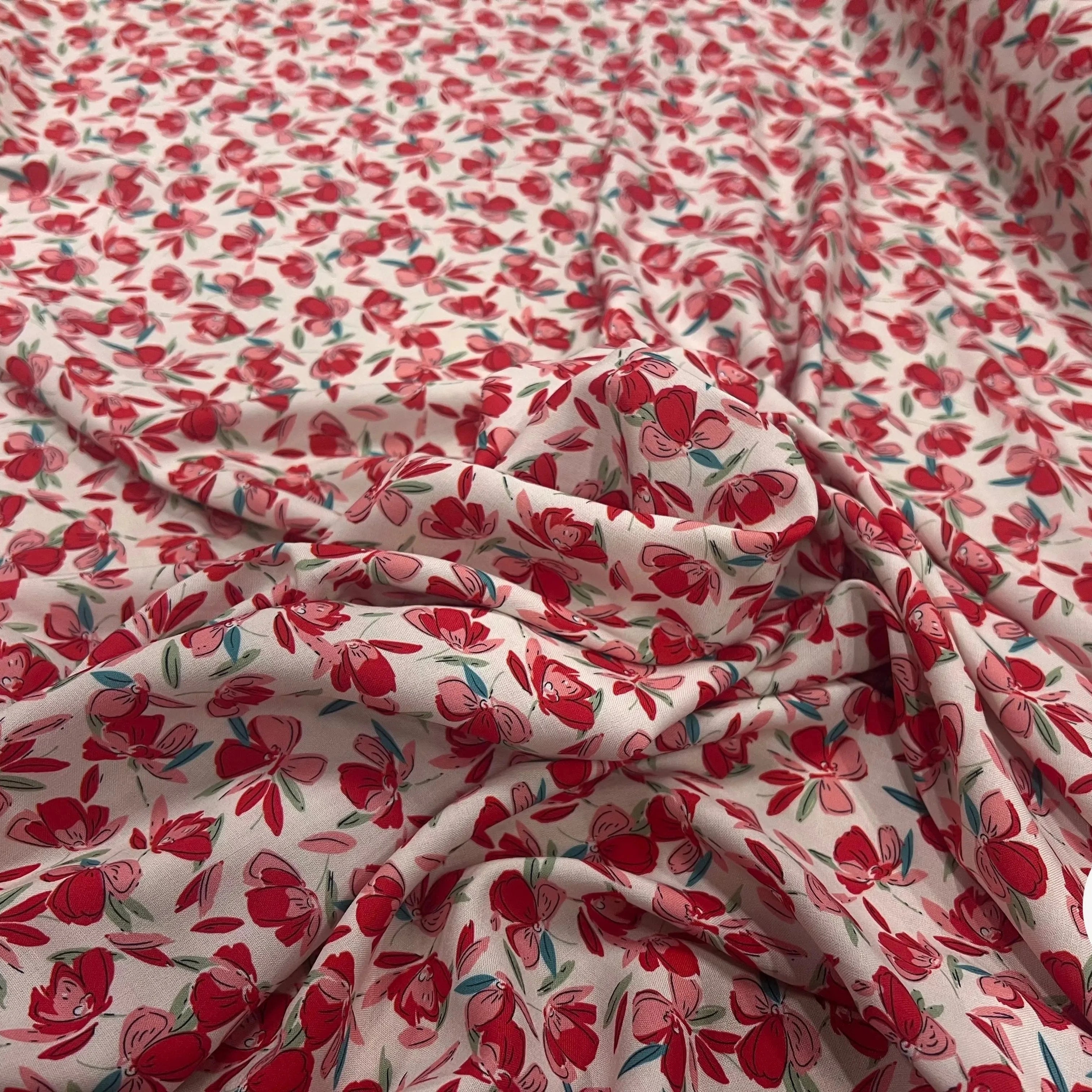 VISCOSE BLOSSOM ÉCRU ROUGE PRINT - My Little Coupon