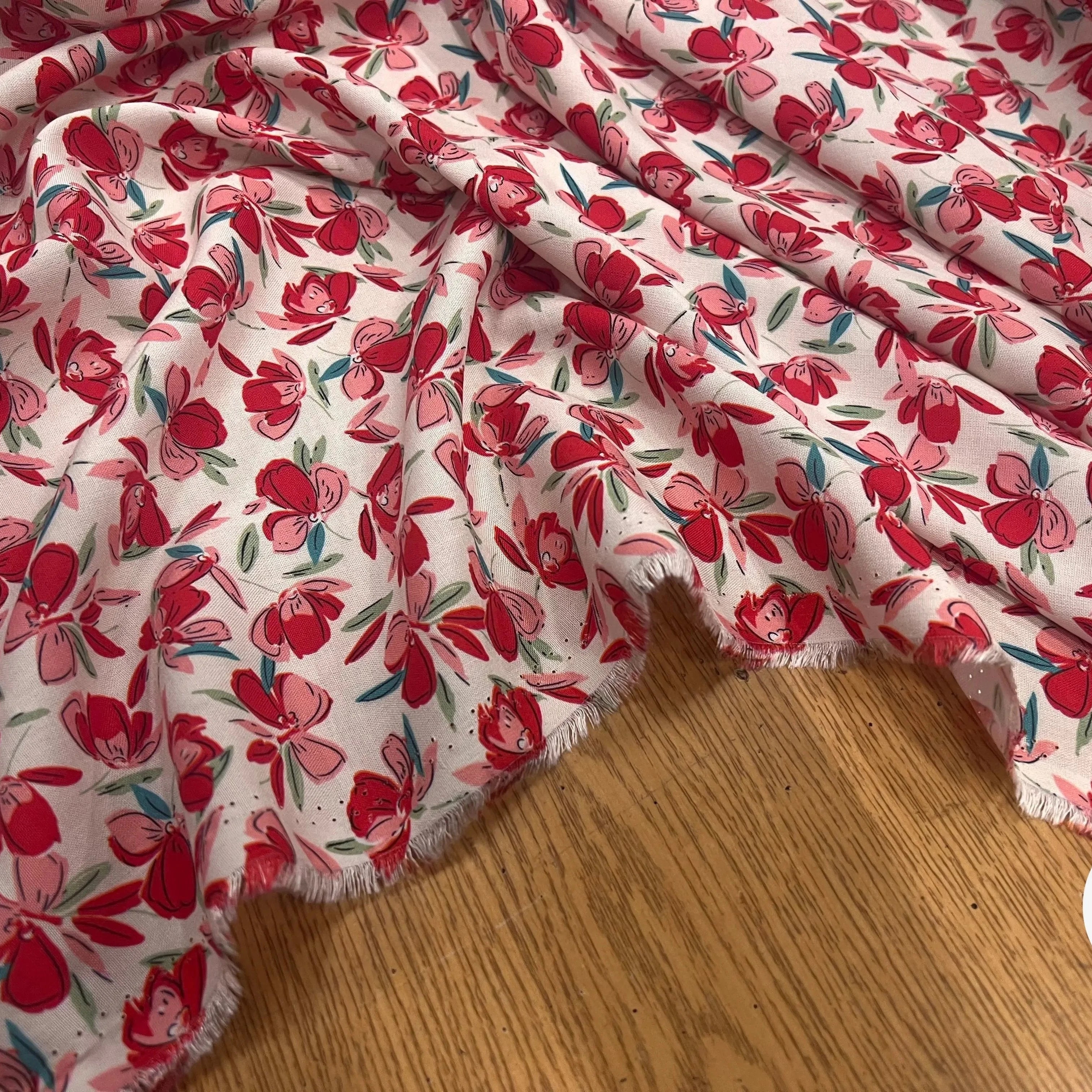 VISCOSE BLOSSOM ÉCRU ROUGE PRINT - My Little Coupon