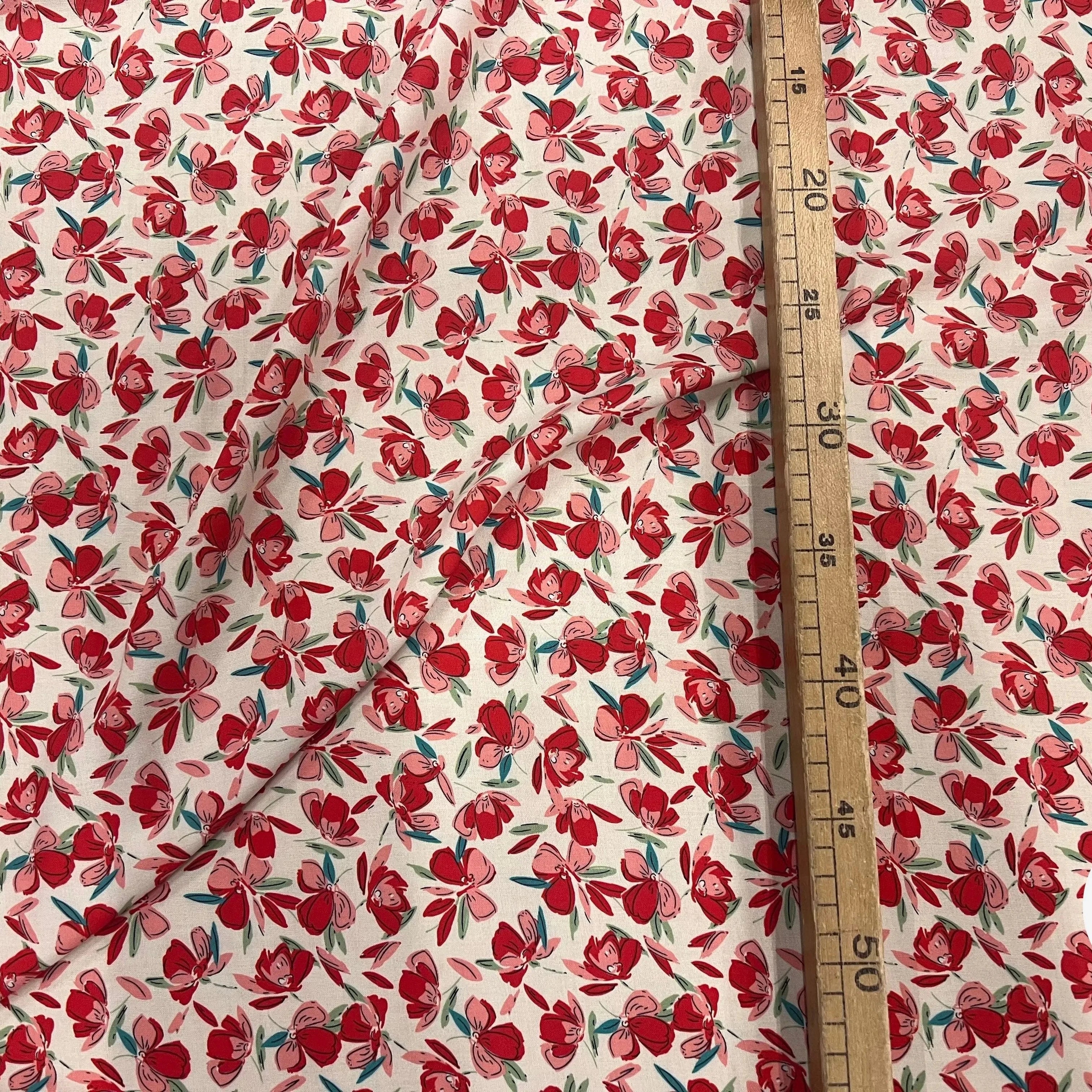 VISCOSE BLOSSOM ÉCRU ROUGE PRINT - My Little Coupon