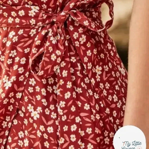 VISCOSE ECOVERO™ LENZING™ IMPRIMÉ FLEURETTE TERRACOTA - My Little Coupon