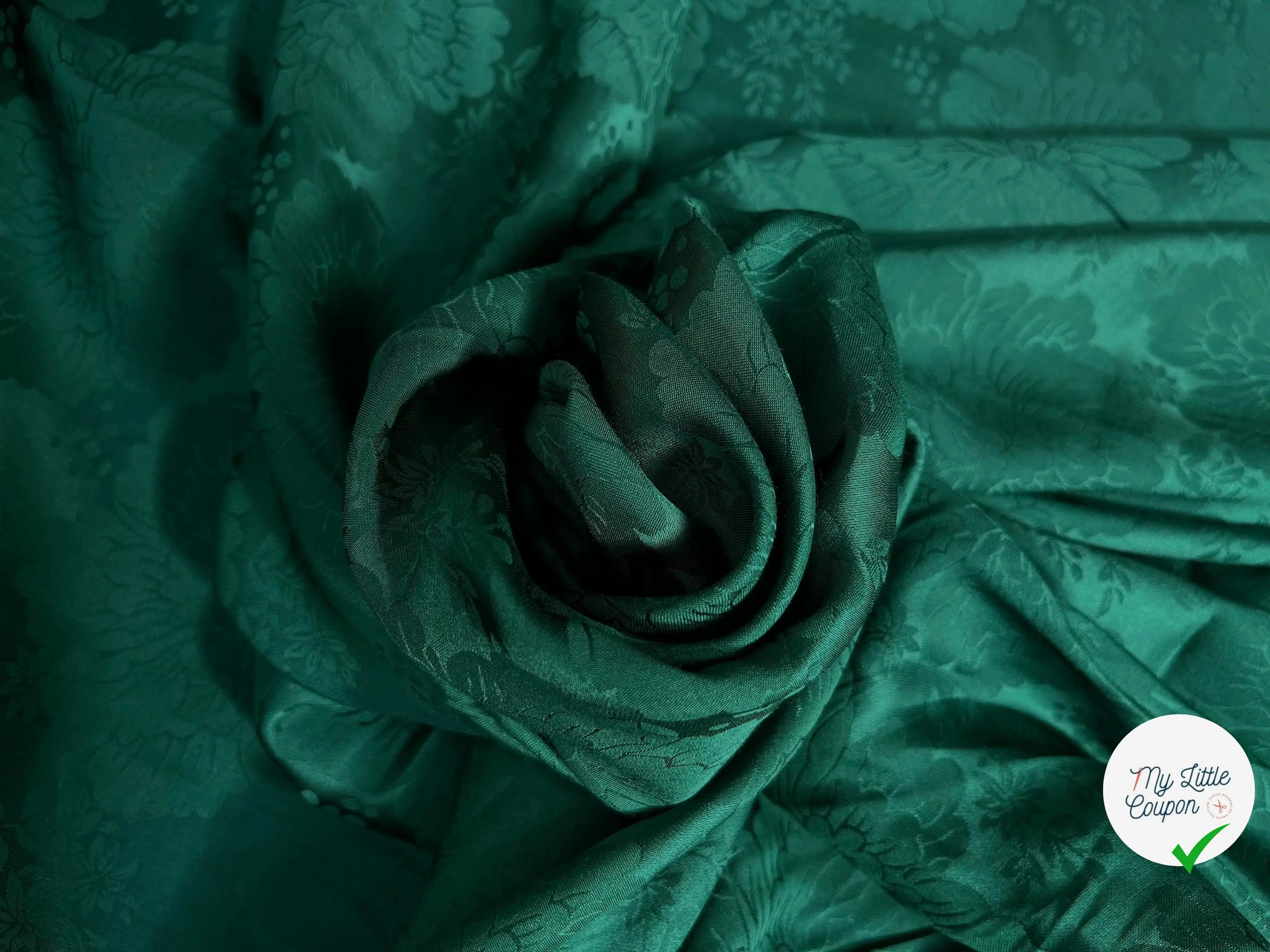 VISCOSE JACQUARD IMPRIMÉ FLEURS VERT - My Little Coupon