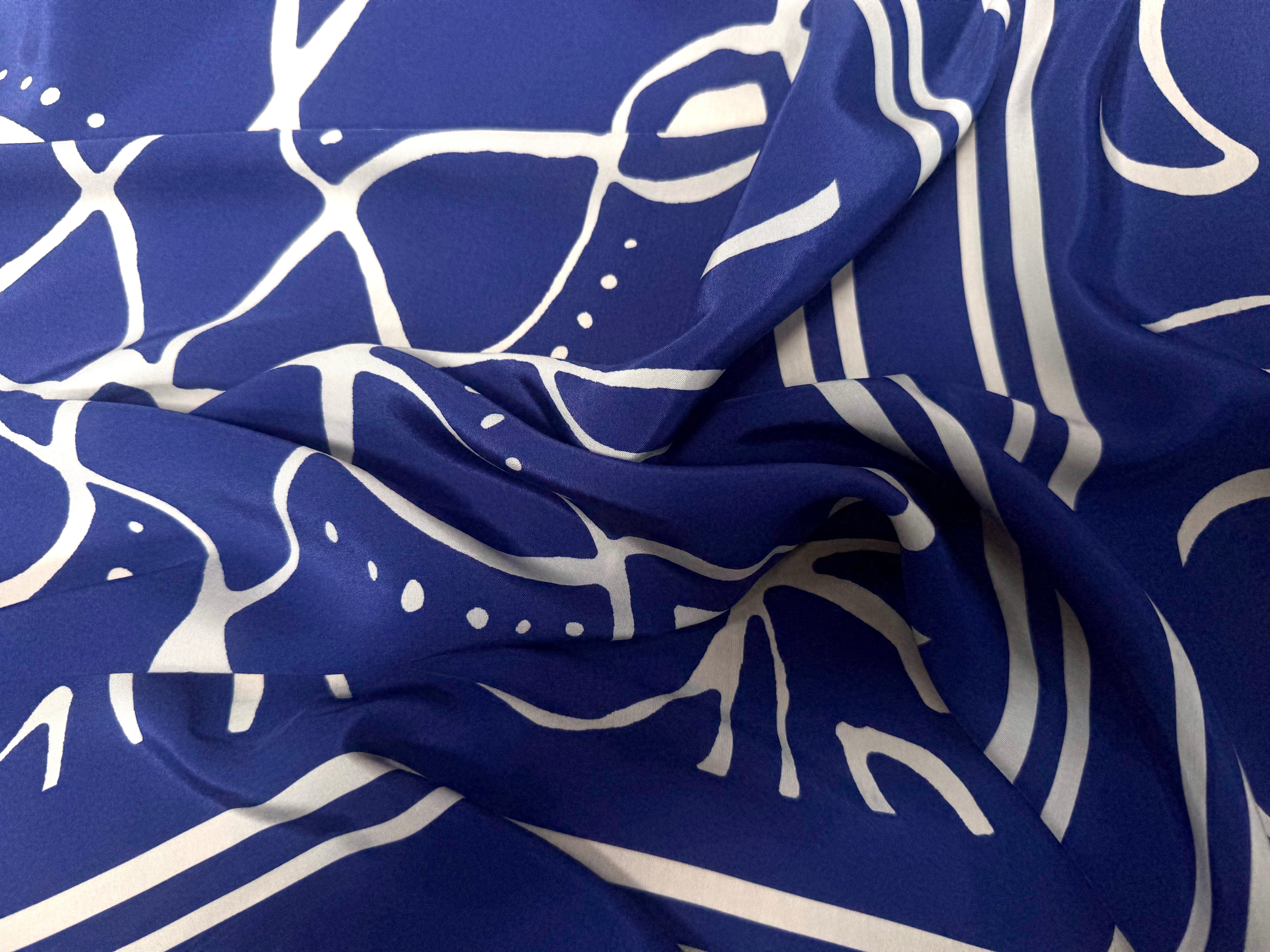 VISCOSE SATINÉE ESPRIT MEDITERANÉE BLEU - My Little Coupon