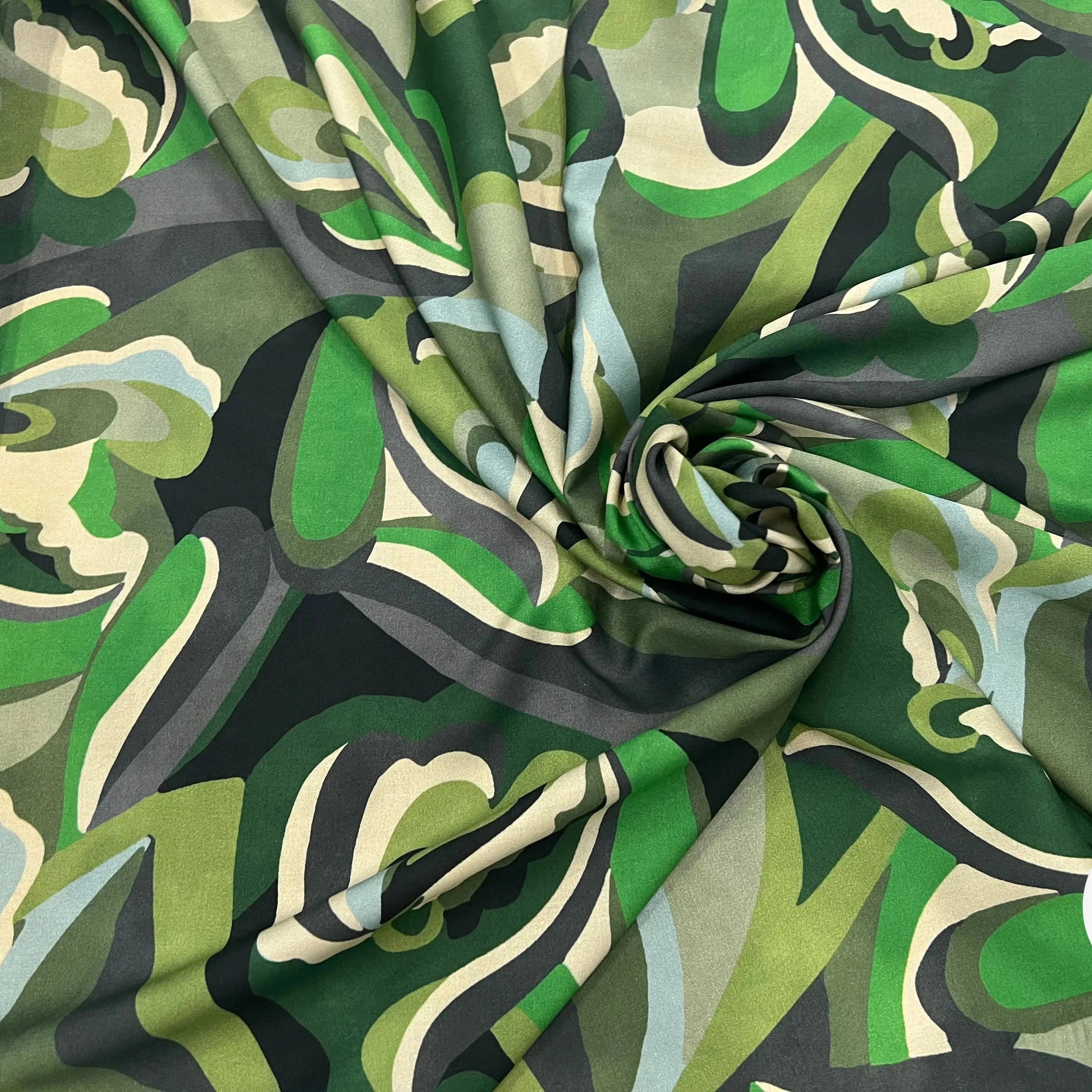 VISCOSE VERTE & CREME MOTIF FLORAL - My Little Coupon