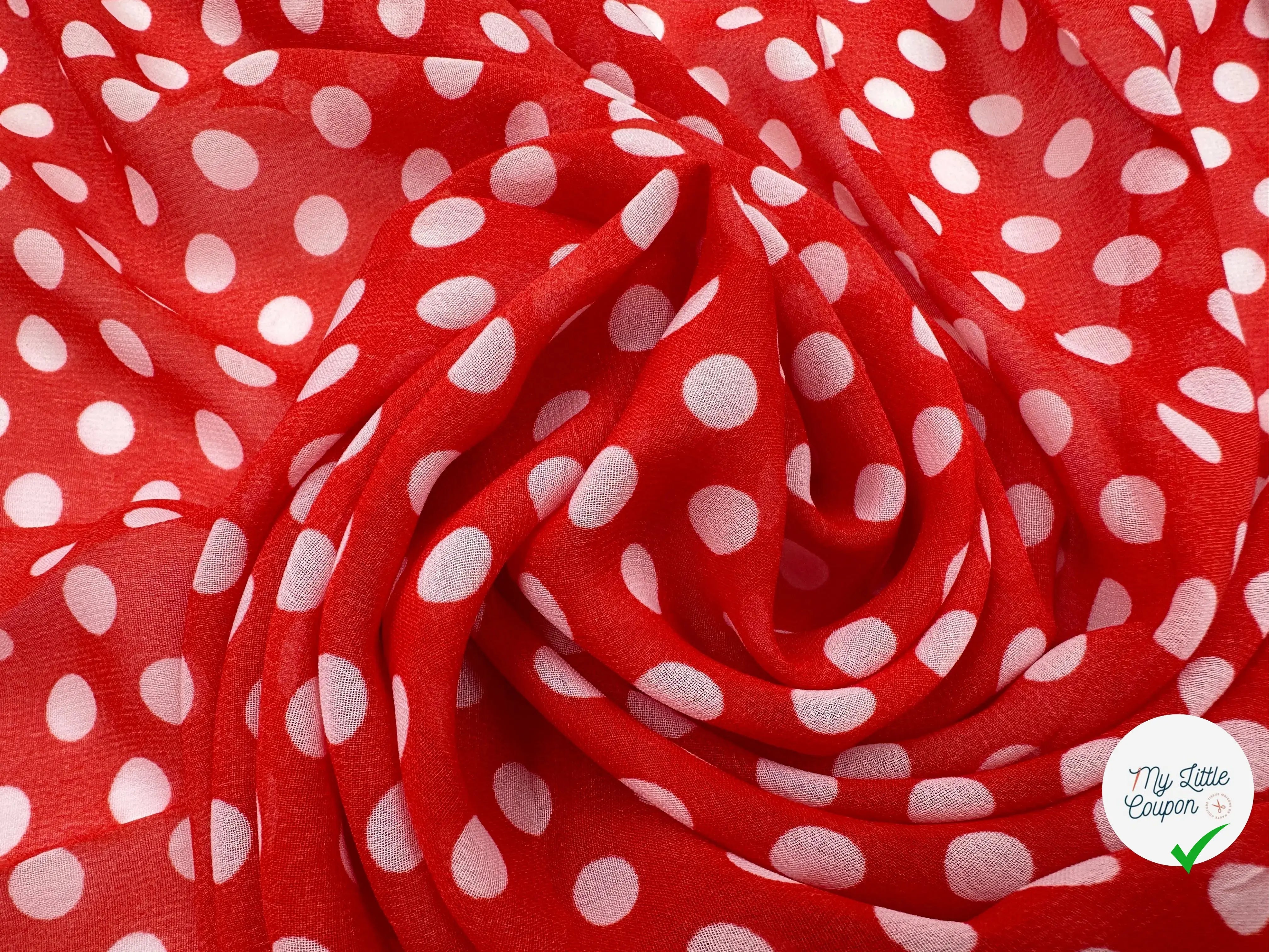 VOILE CHIFFON POIS ROUGE CLASSIQUE ET PANACHE MLC INTERN