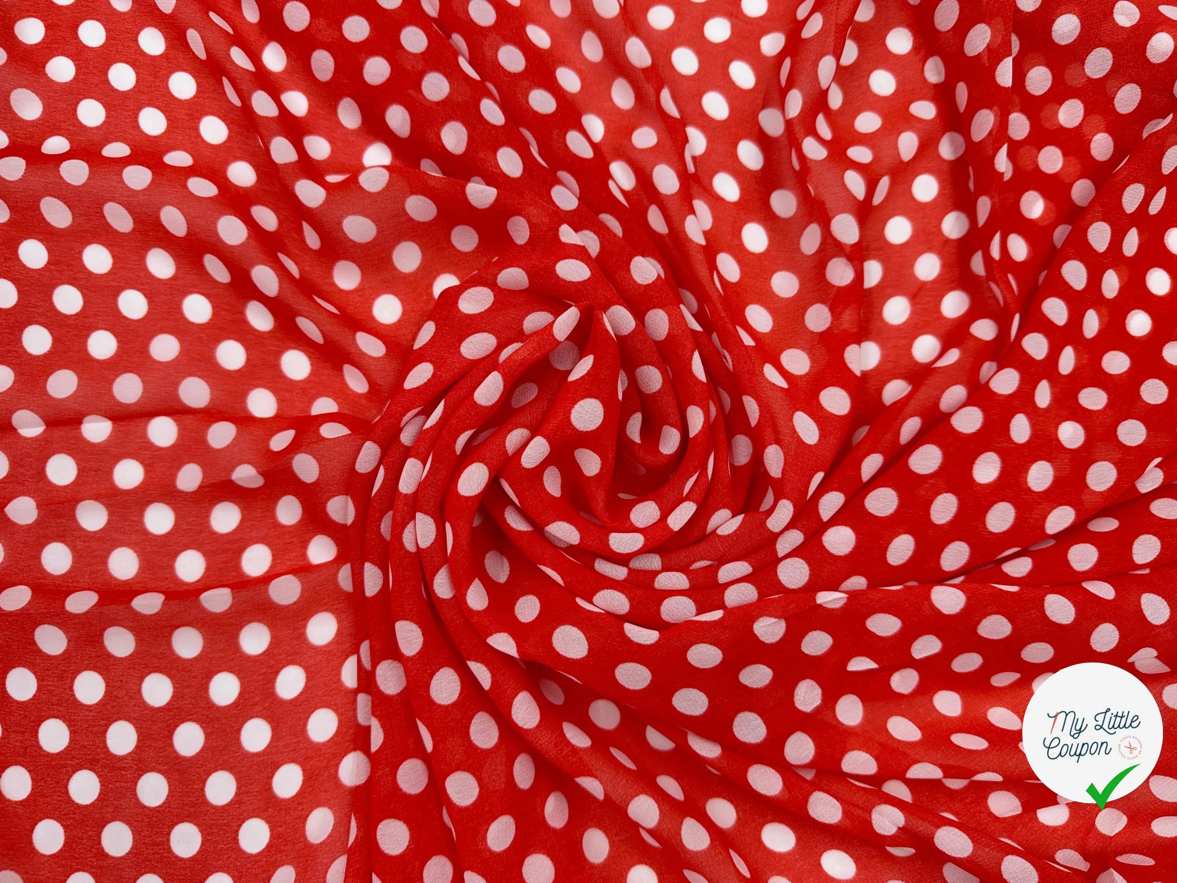 VOILE CHIFFON POIS ROUGE CLASSIQUE ET PANACHE MLC INTERN