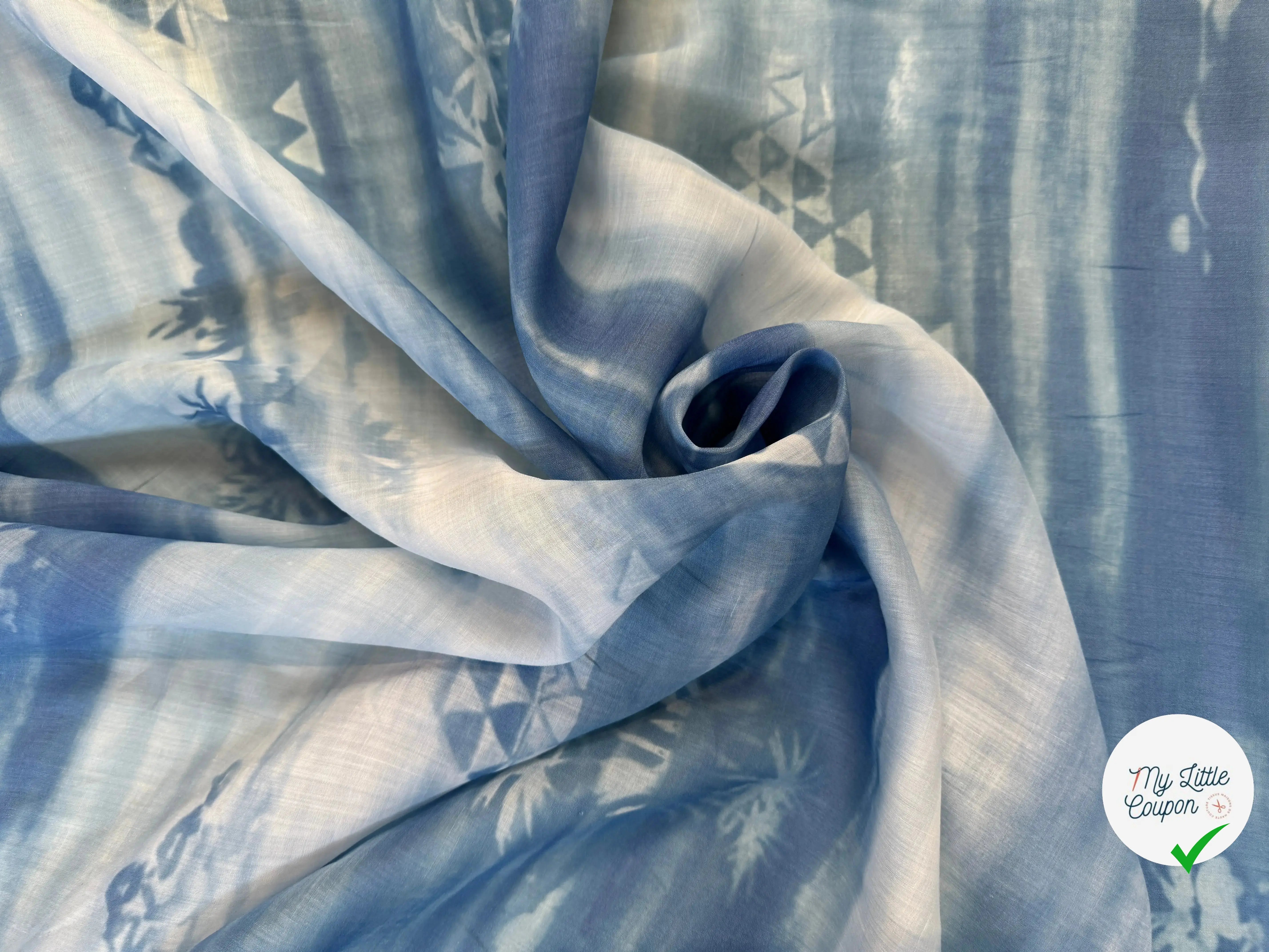 VOILE DE COTON EMERISÉ VOYAGE BLEUTÉ - My Little Coupon