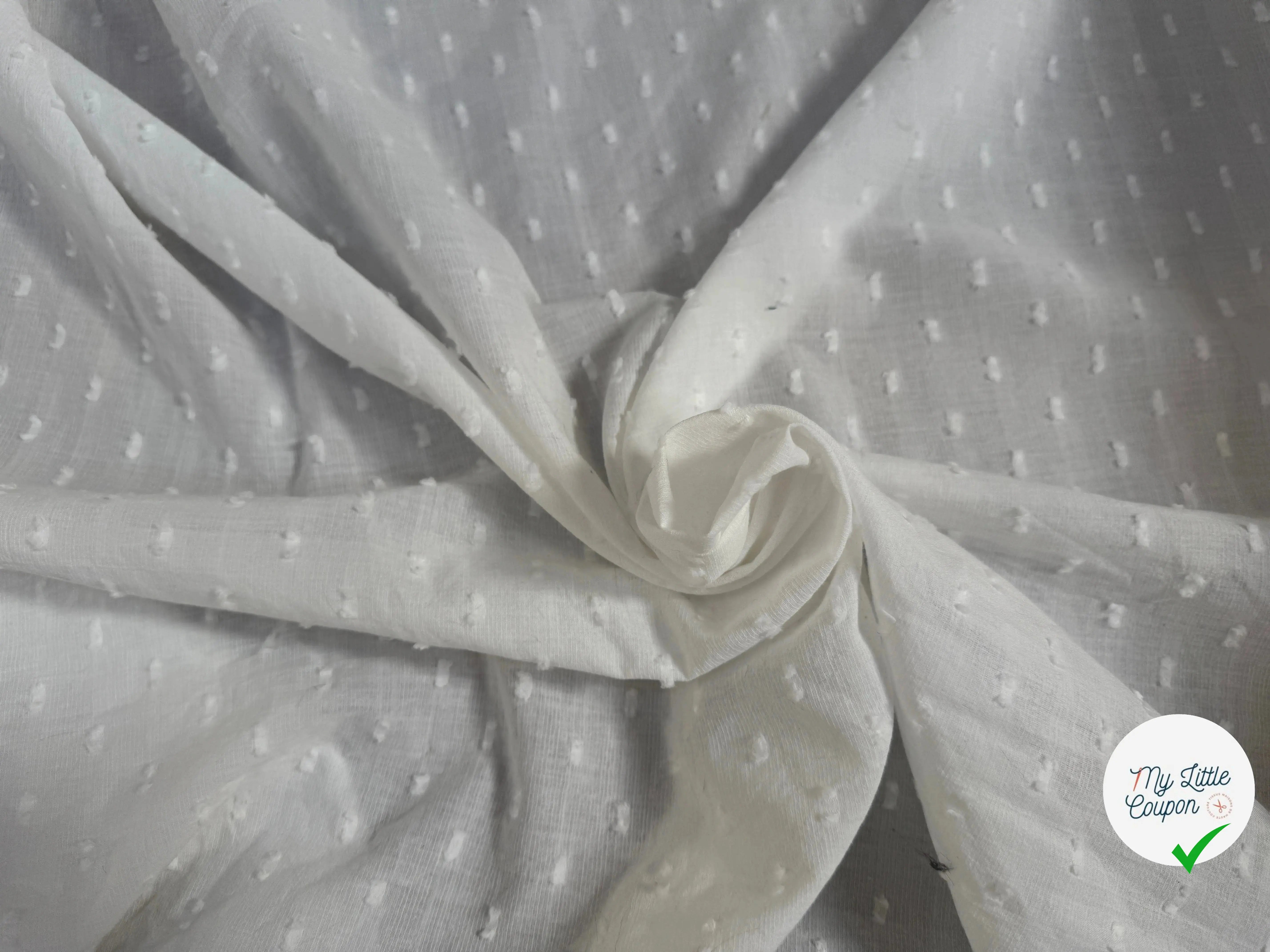 VOILE DE COTON PLUMETIS BLANC - My Little Coupon