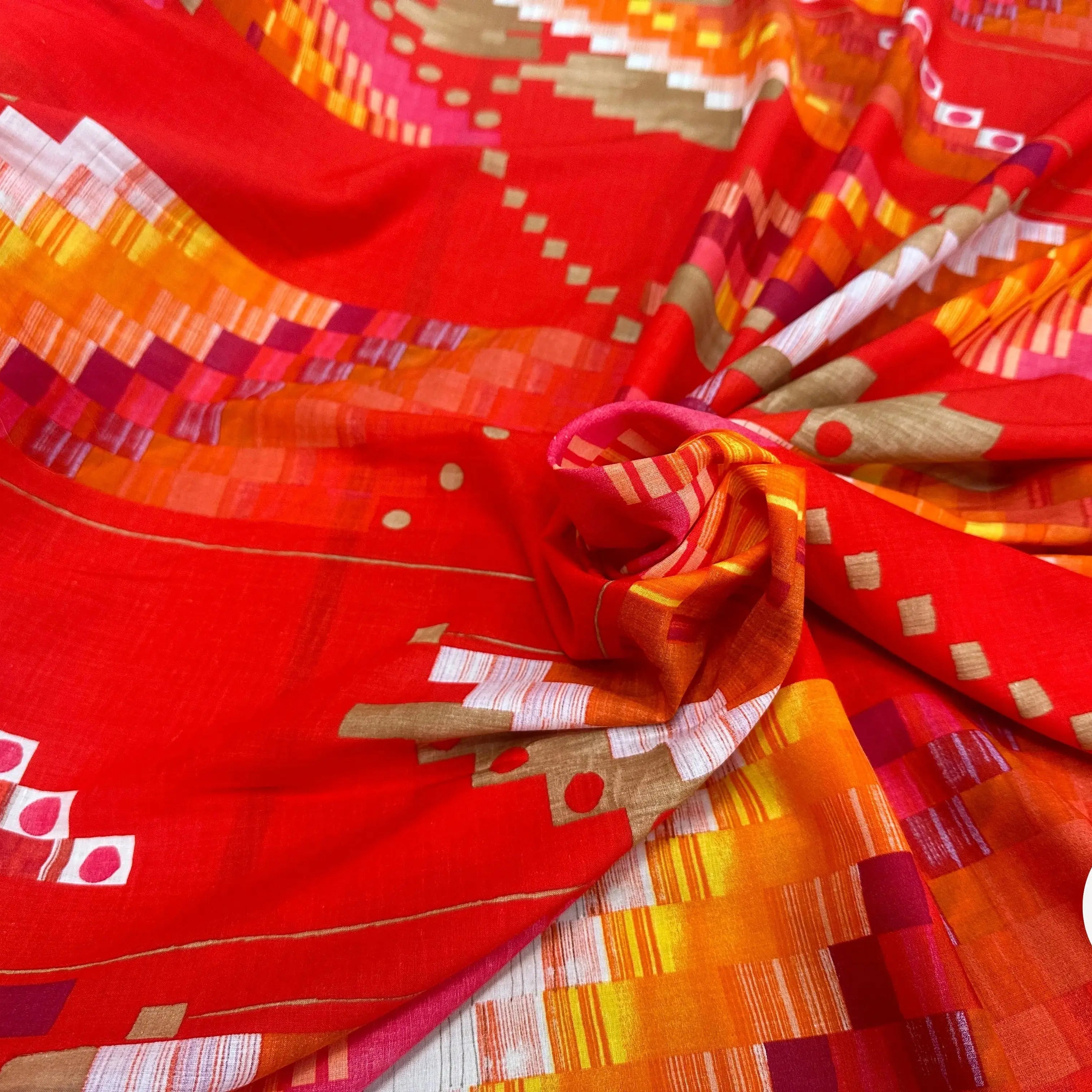 VOILE DE COTON ROUGE GEOMETRICA TKTMEMPA - My Little Coupon