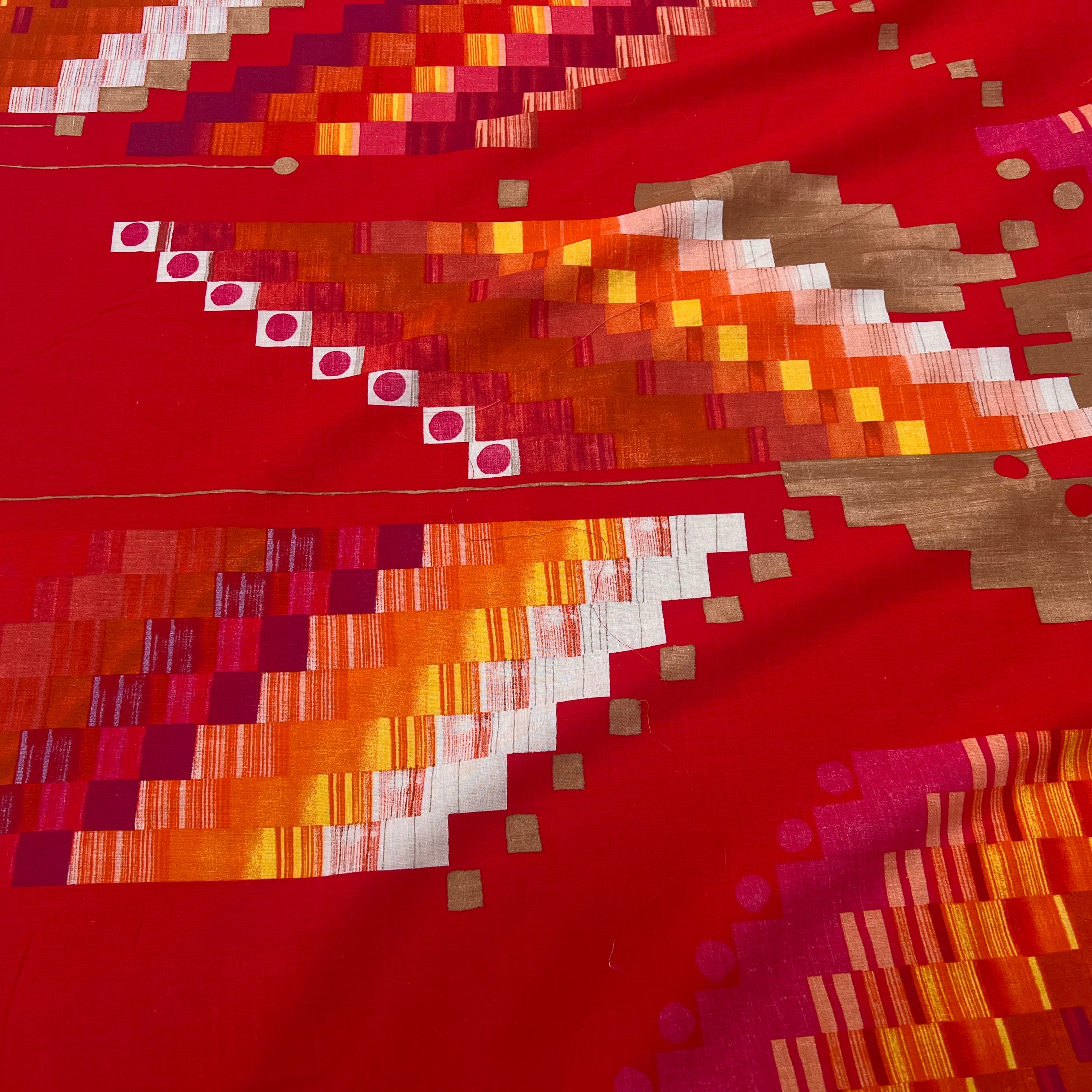 VOILE DE COTON ROUGE GEOMETRICA TKTMEMPA - My Little Coupon