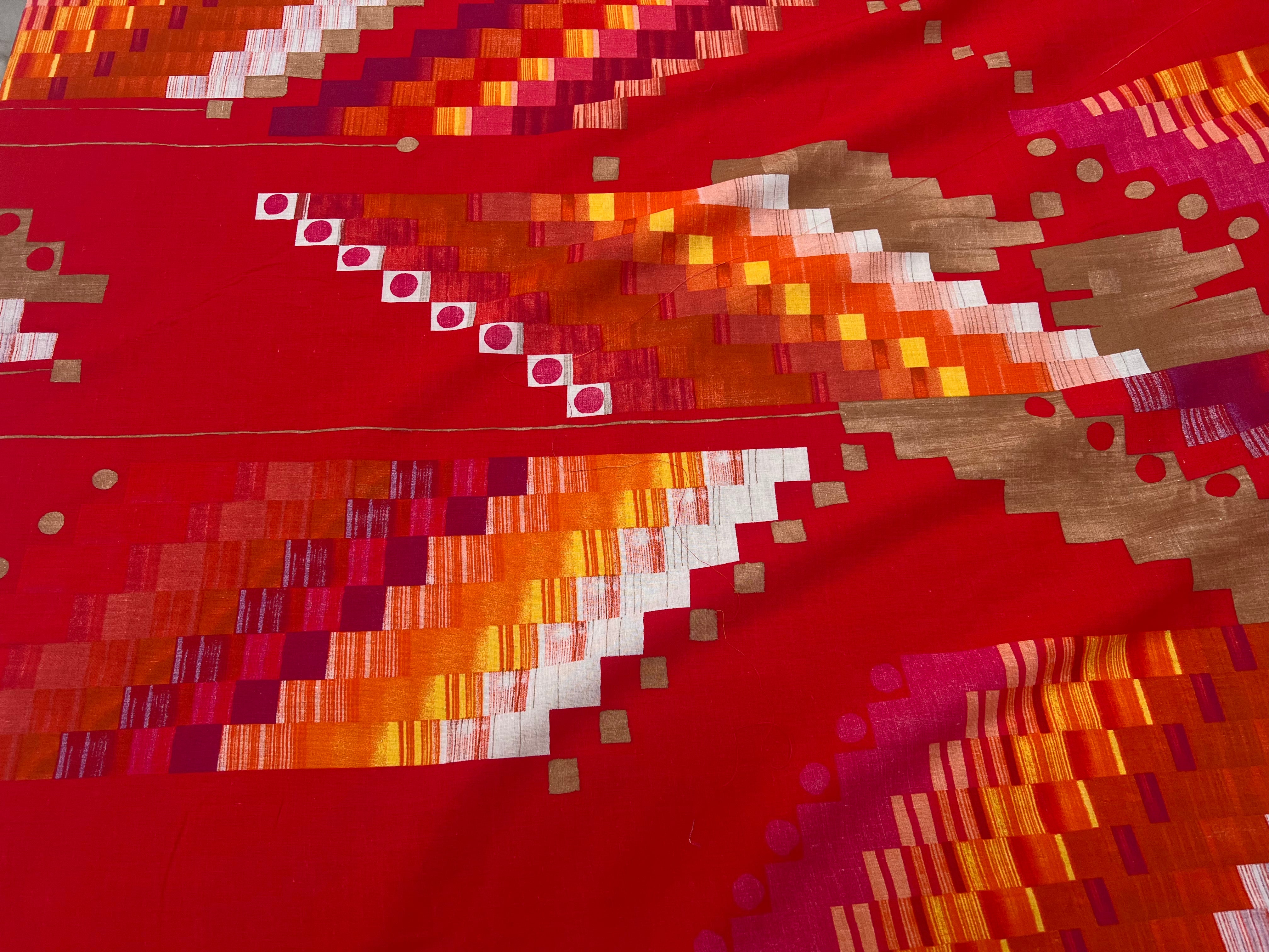 VOILE DE COTON ROUGE GEOMETRICA TKTMEMPAÂ - My Little Coupon