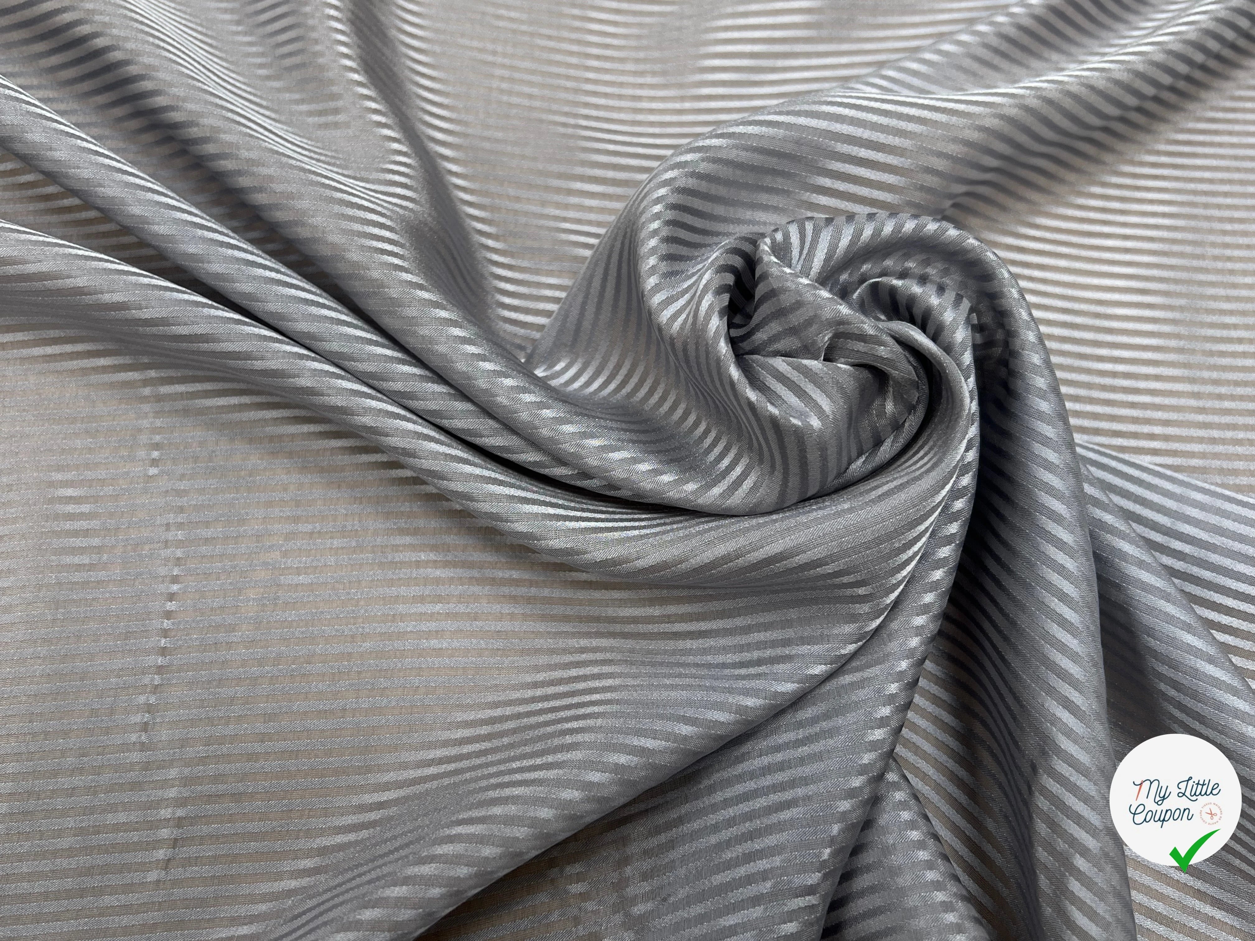 (Chute) VOILE DE SOIE À RAYURE GRIS 100% SOIE - My Little Coupon