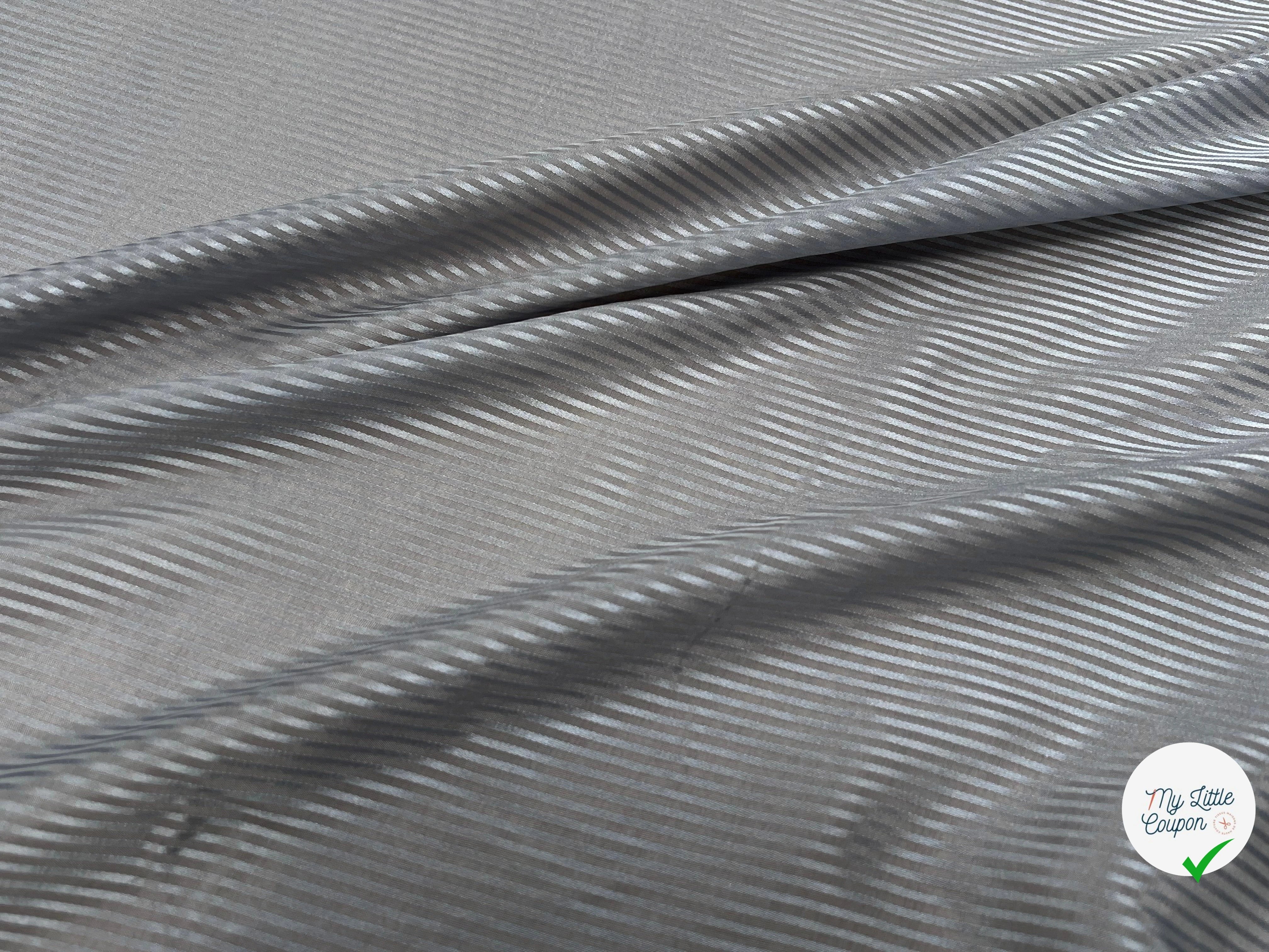 (Chute) VOILE DE SOIE À RAYURE GRIS 100% SOIE - My Little Coupon