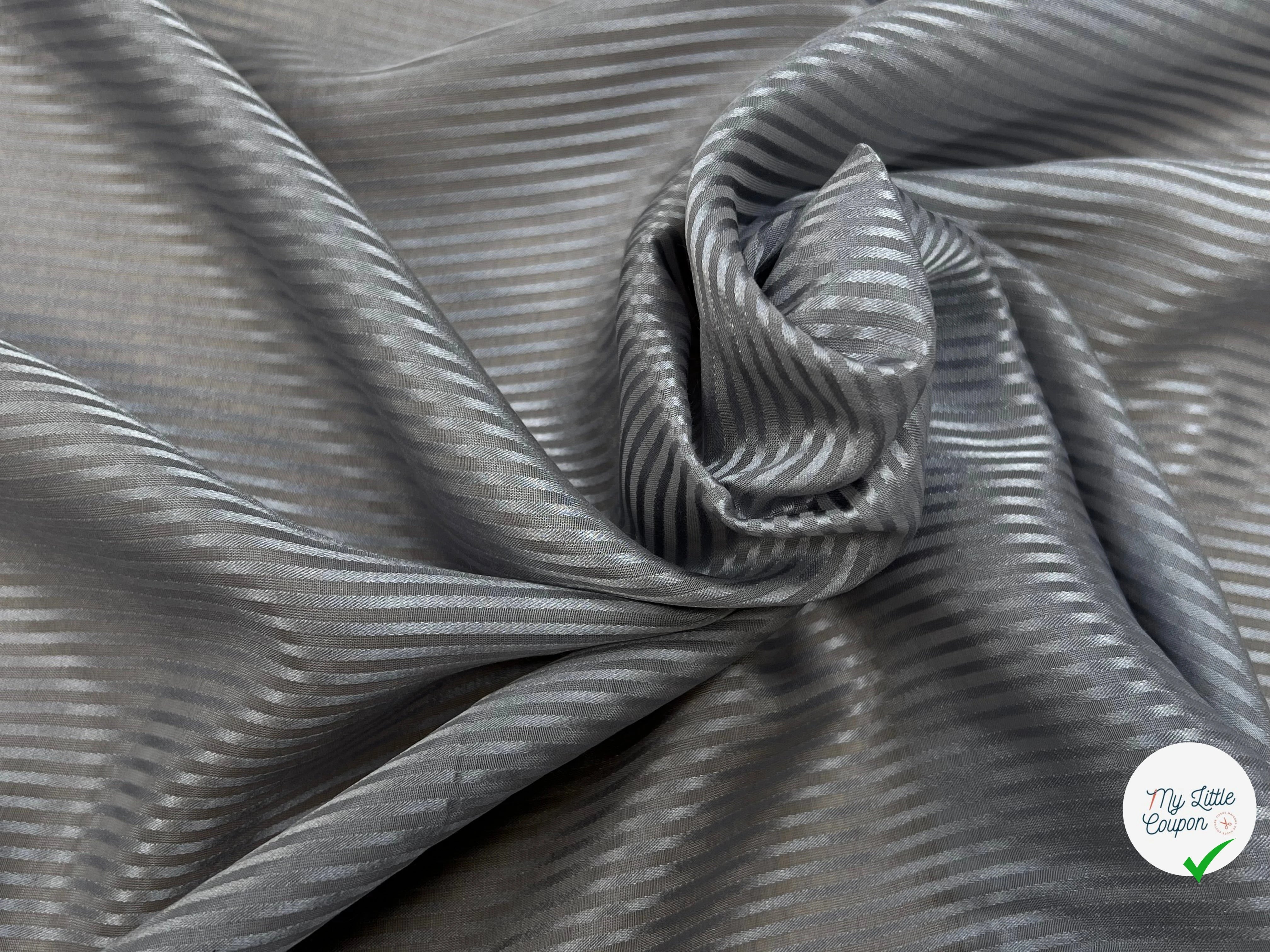 (Chute) VOILE DE SOIE À RAYURE GRIS 100% SOIE - My Little Coupon