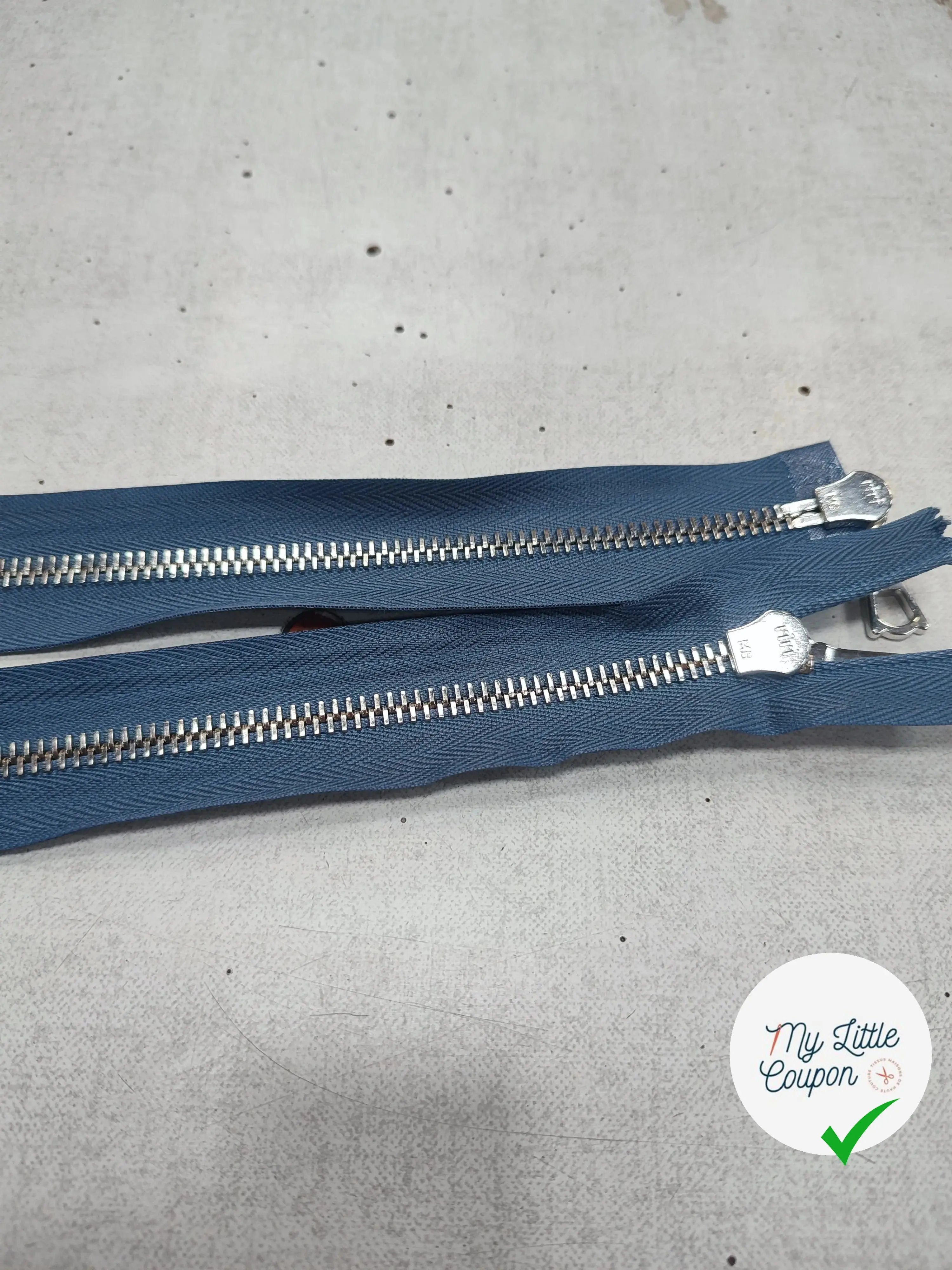 FERMETURE RIRI METAL NON SÉPARABLE DOUBLE ZIP 90CM BLEU M6 - My Little Coupon