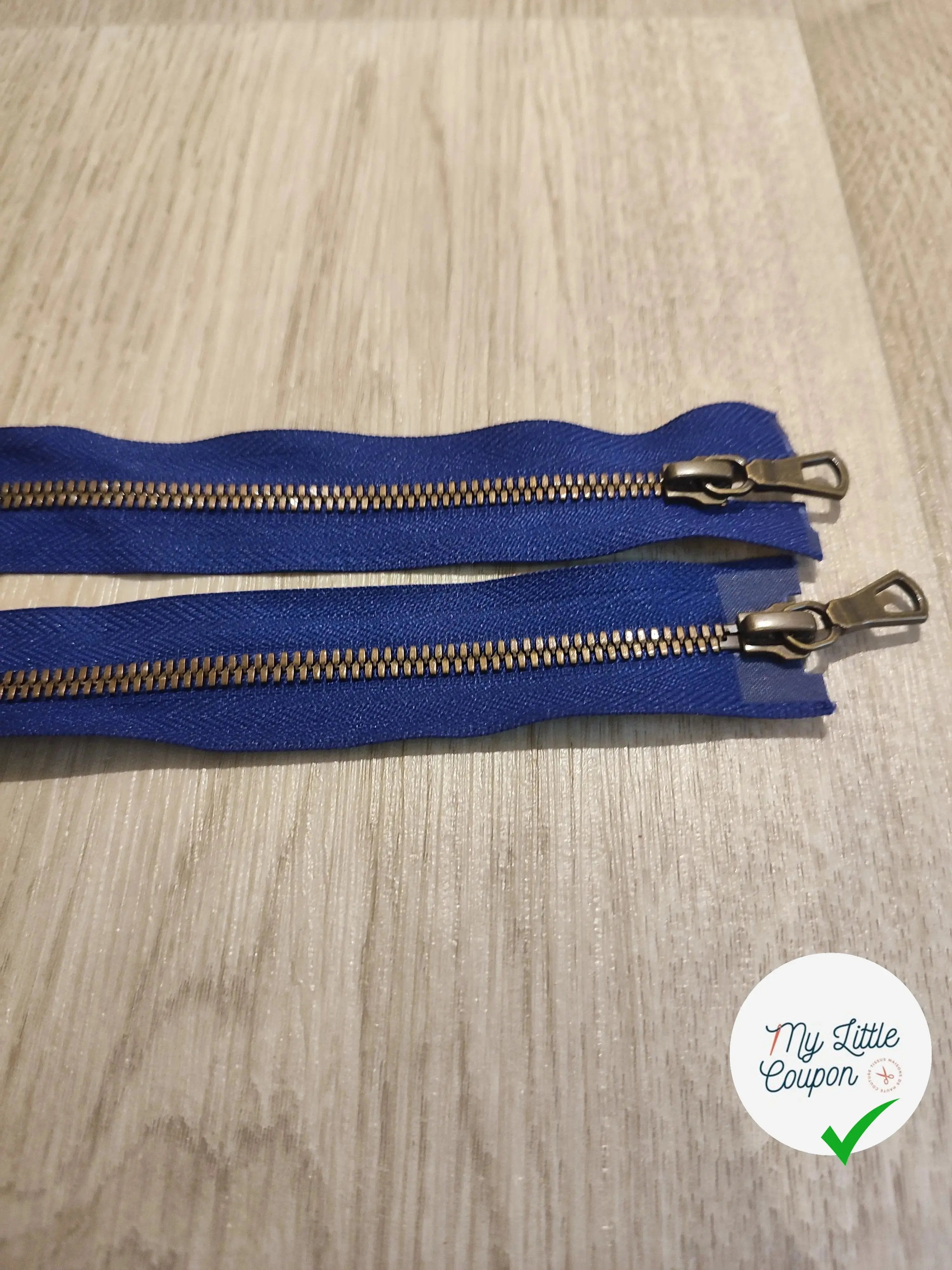 FERMETURE RIRI METAL NON SÉPARABLE DOUBLE CHEMINS 90CM BLEU FONCÉ - My Little Coupon