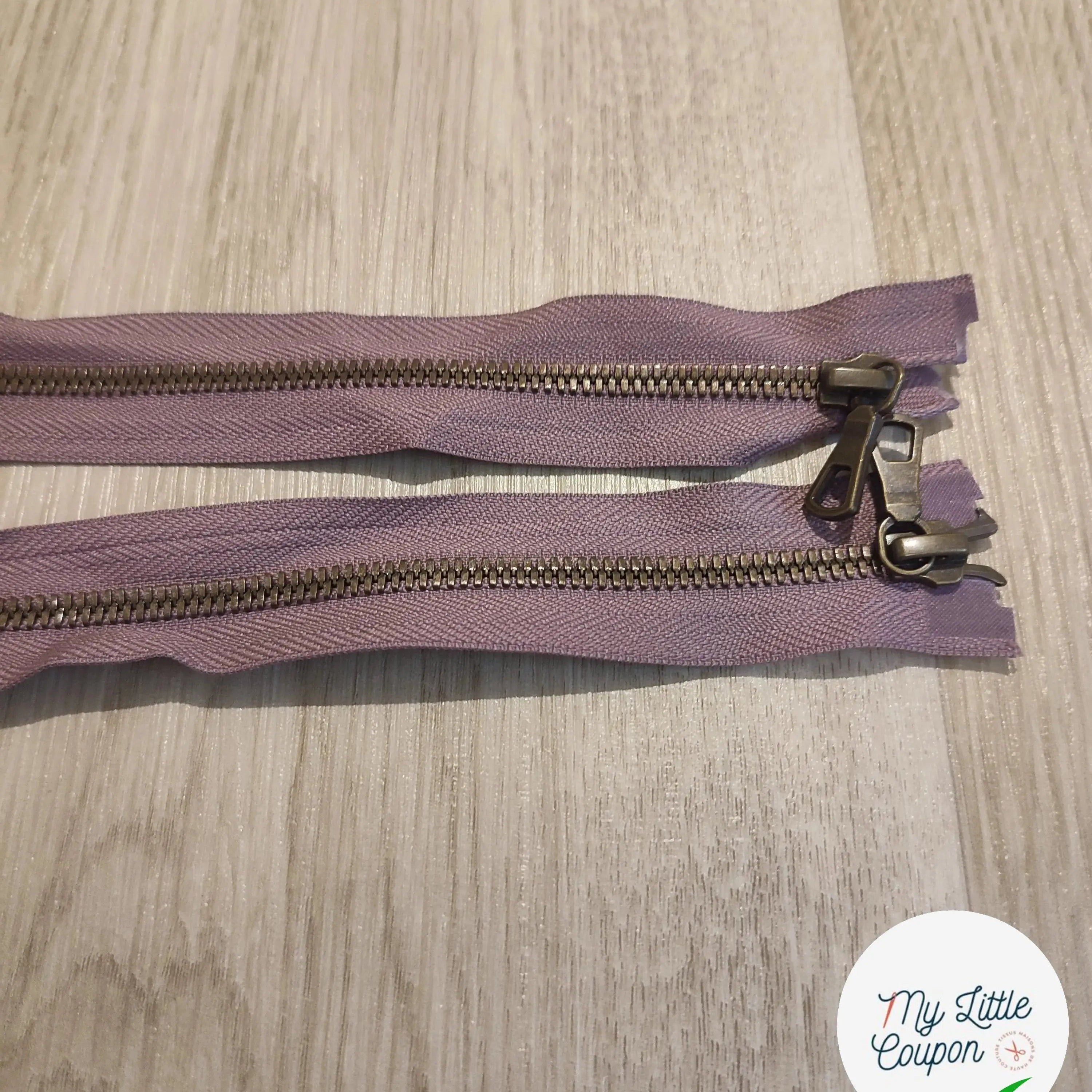FERMETURE RIRI METAL NON SÉPARABLE DOUBLE CHEMINS 90CM VIOLET LAVANDE - My Little Coupon