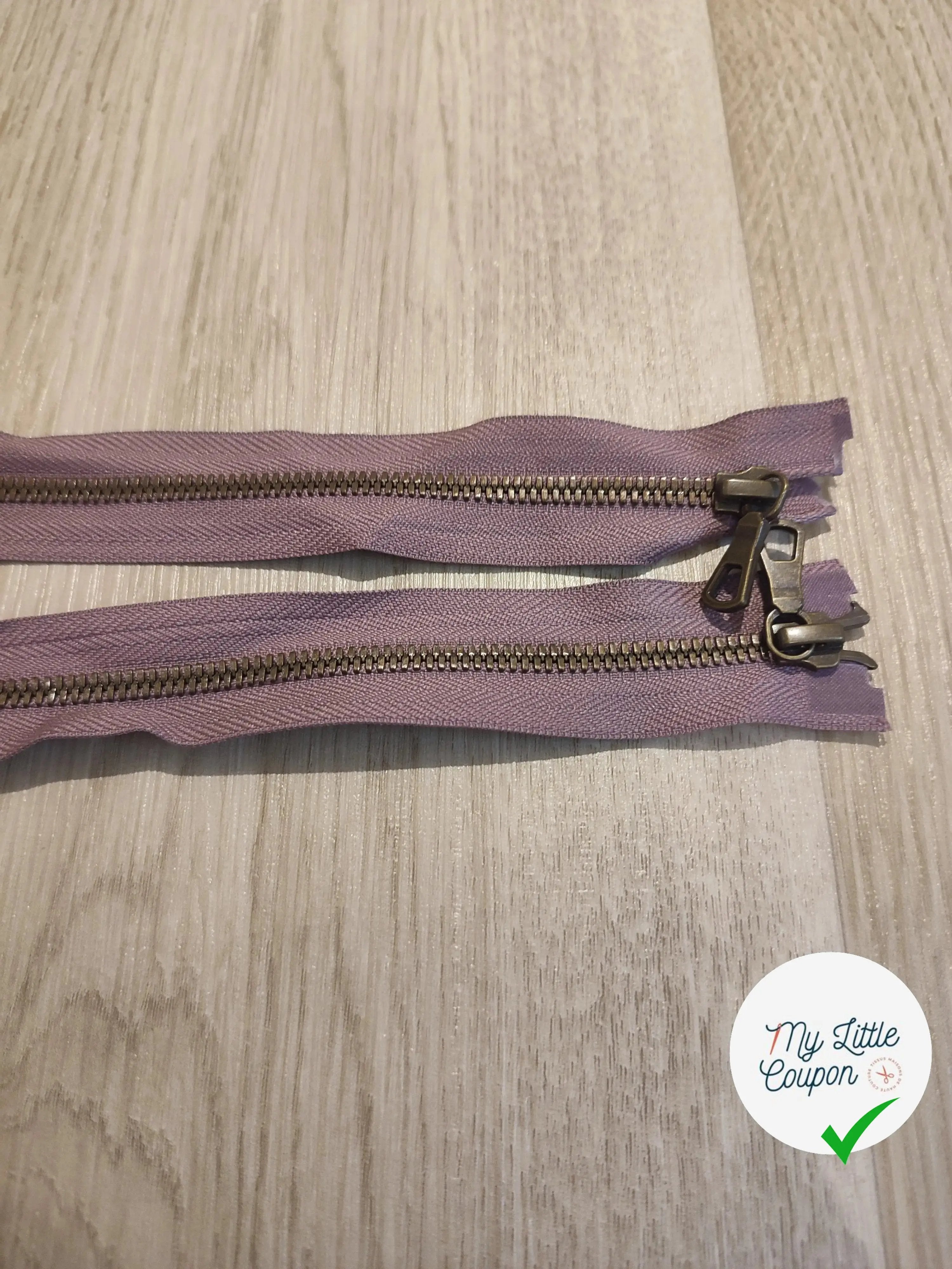 FERMETURE RIRI METAL NON SÉPARABLE DOUBLE CHEMINS 90CM VIOLET LAVANDE - My Little Coupon