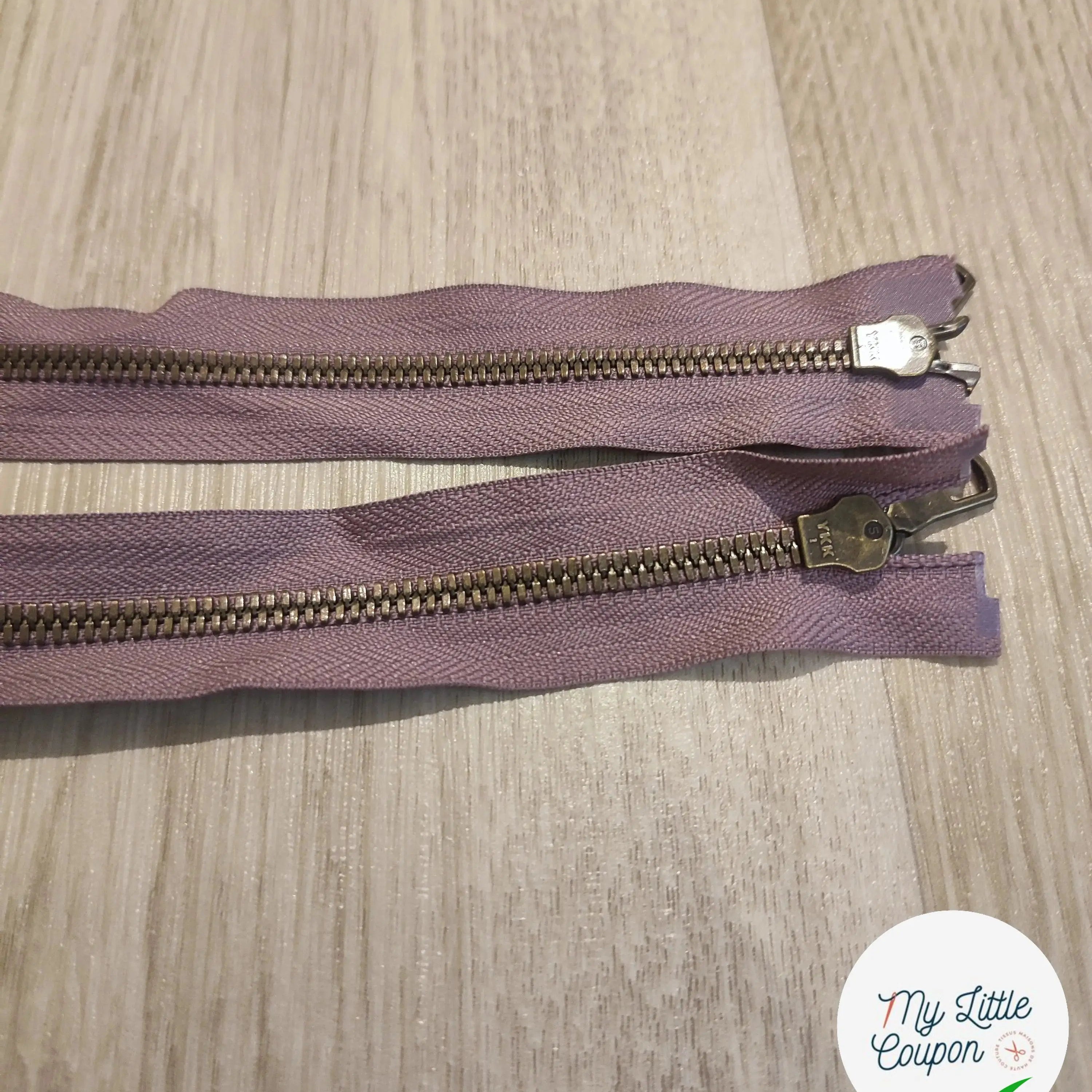 FERMETURE RIRI METAL NON SÉPARABLE DOUBLE CHEMINS 90CM VIOLET LAVANDE - My Little Coupon