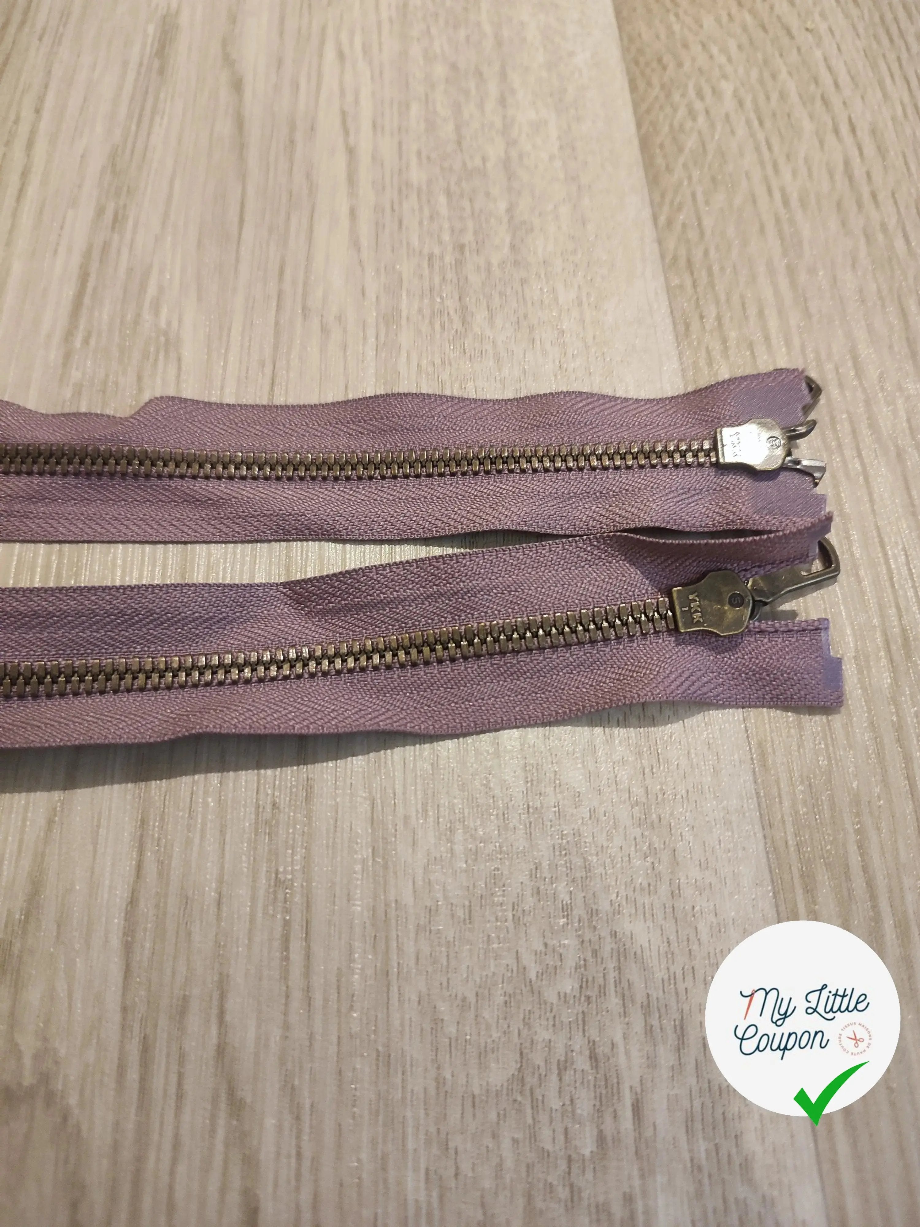 FERMETURE RIRI METAL NON SÉPARABLE DOUBLE CHEMINS 90CM VIOLET LAVANDE - My Little Coupon