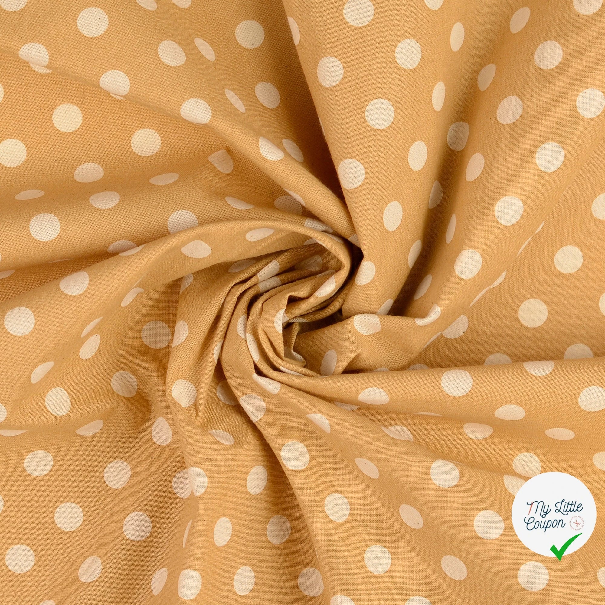 Cretonne de coton à pois beige - My Little Coupon
