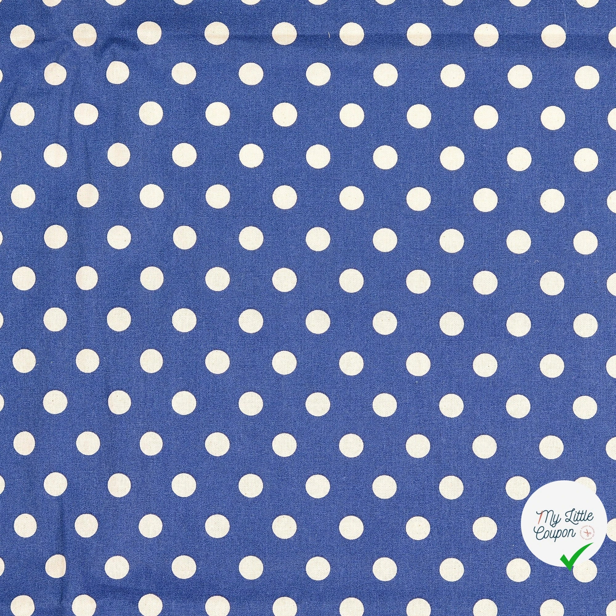 Cretonne de coton à pois bleu marine - My Little Coupon