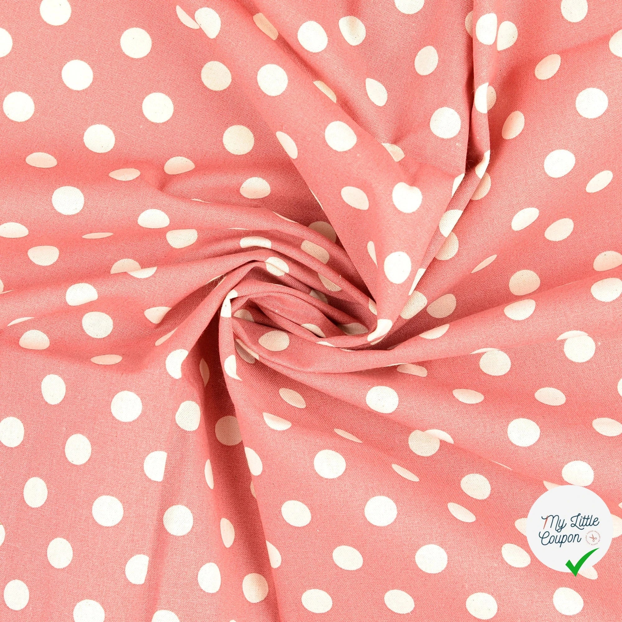 Cretonne de coton à pois bordeaux - My Little Coupon