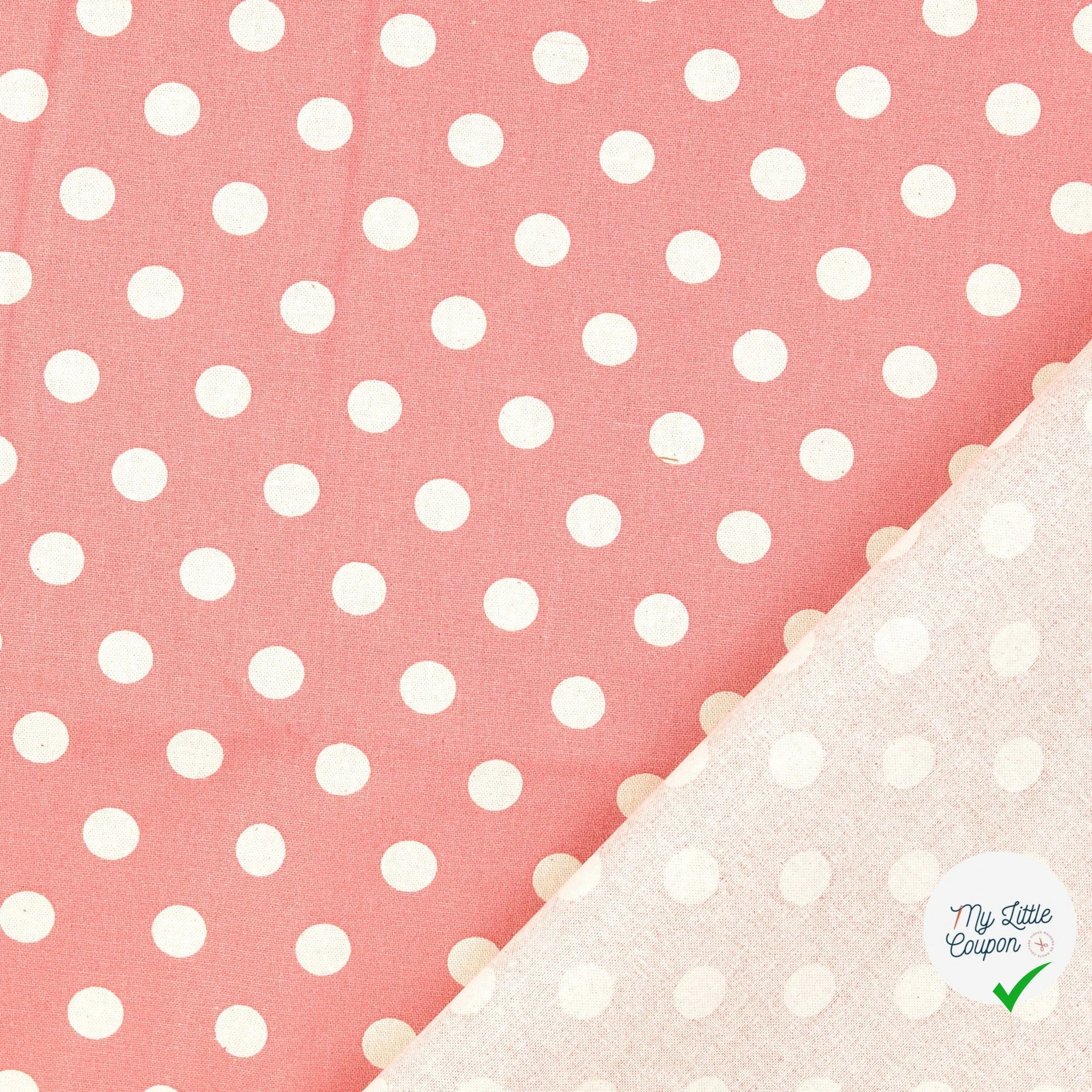 Cretonne de coton à pois bordeaux - My Little Coupon