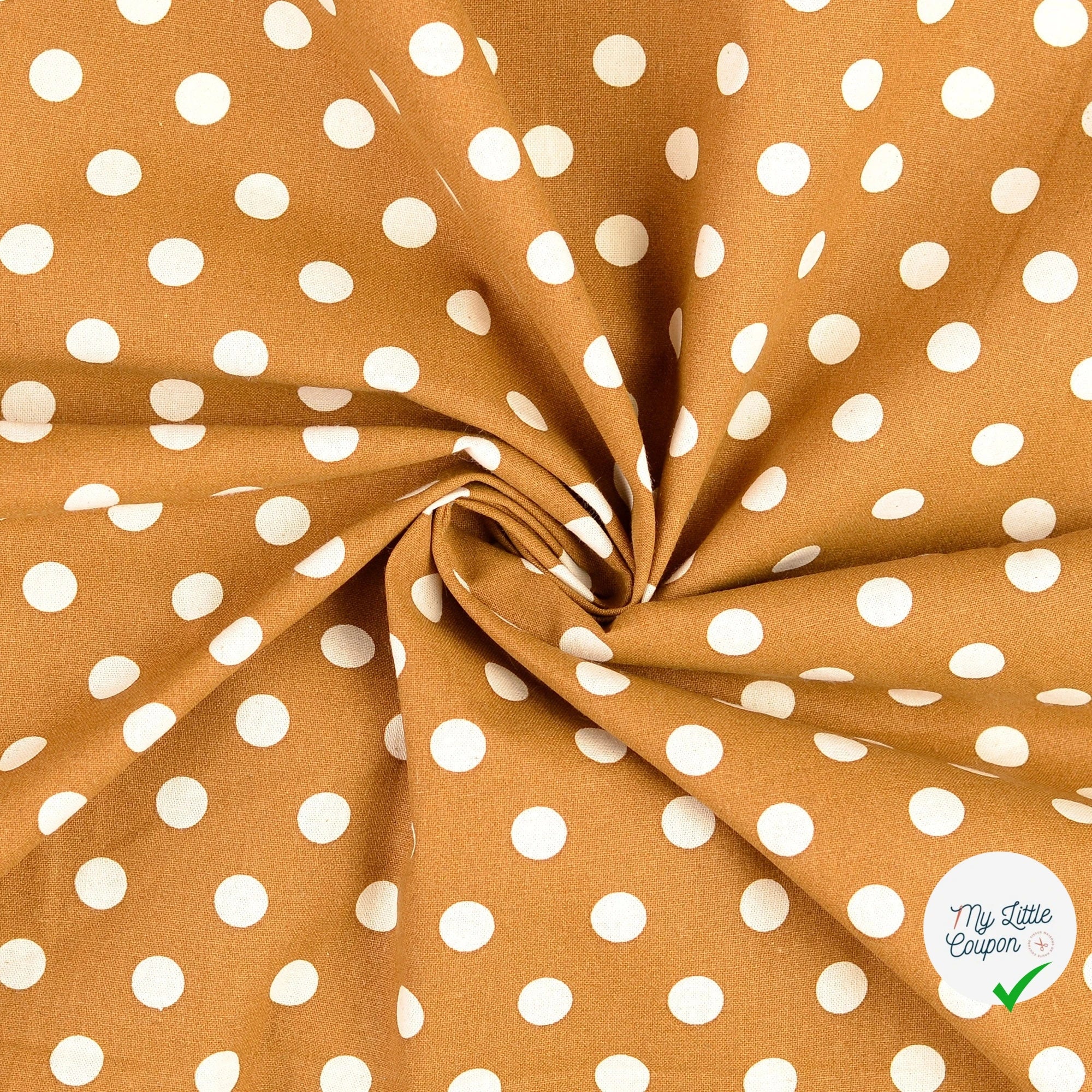 Cretonne de coton à pois marron - My Little Coupon